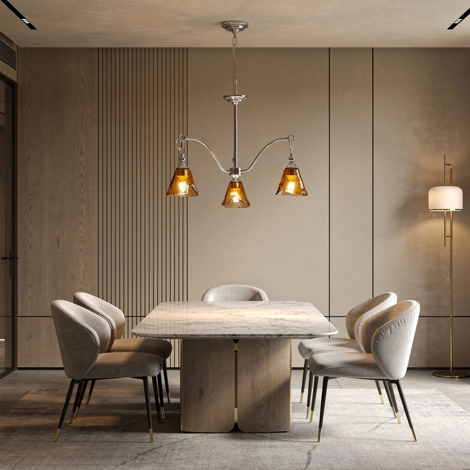 Amber Bell Glass Chandelier
