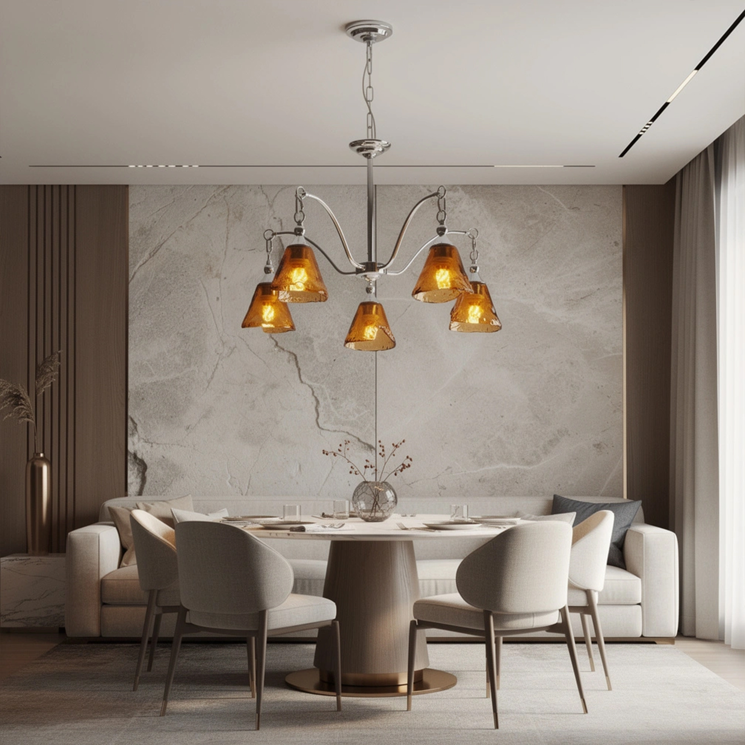 Amber Bell Glass Chandelier