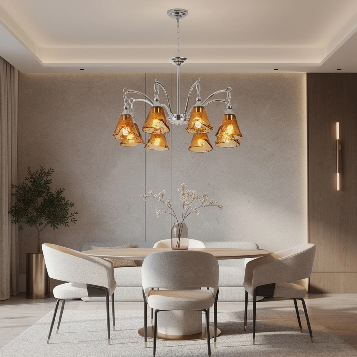 Amber Bell Glass Chandelier