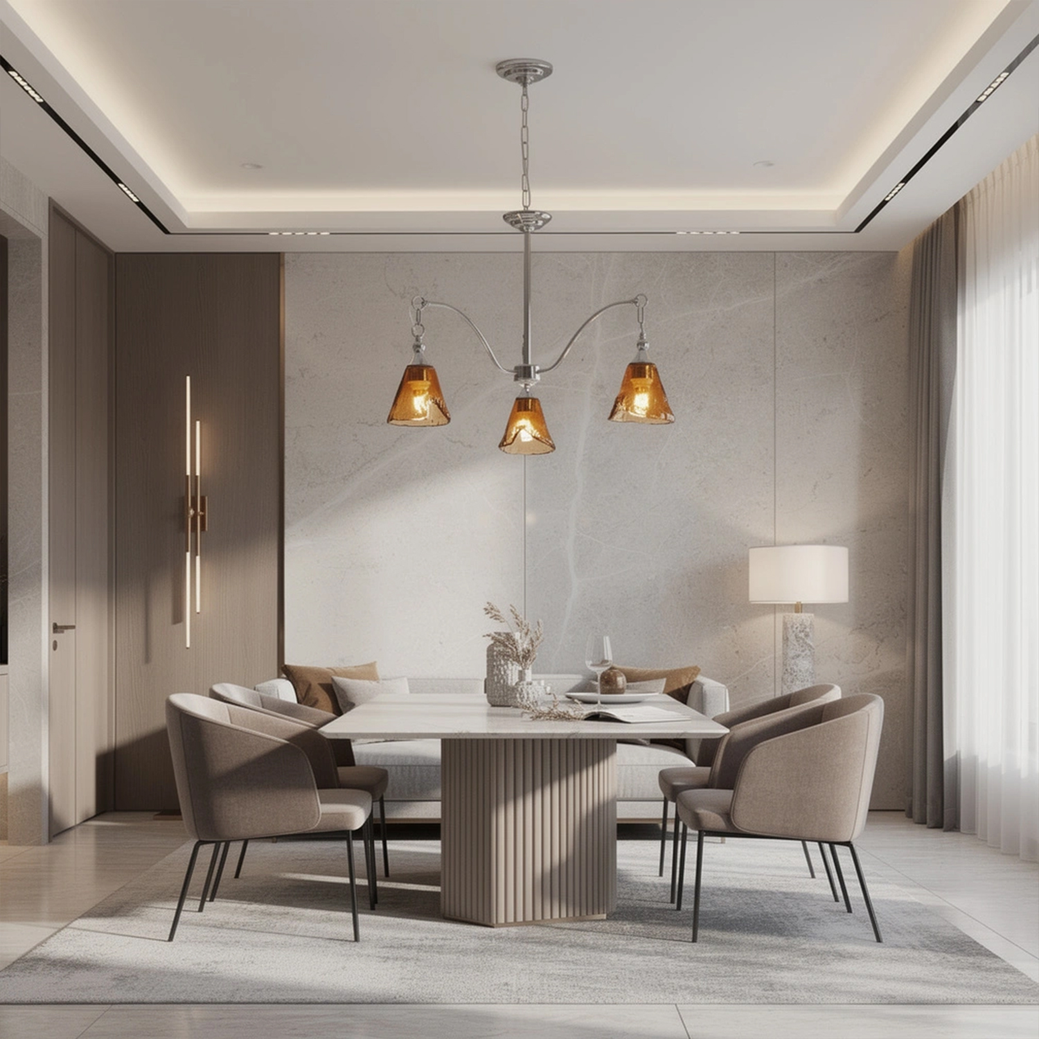 Amber Bell Glass Chandelier