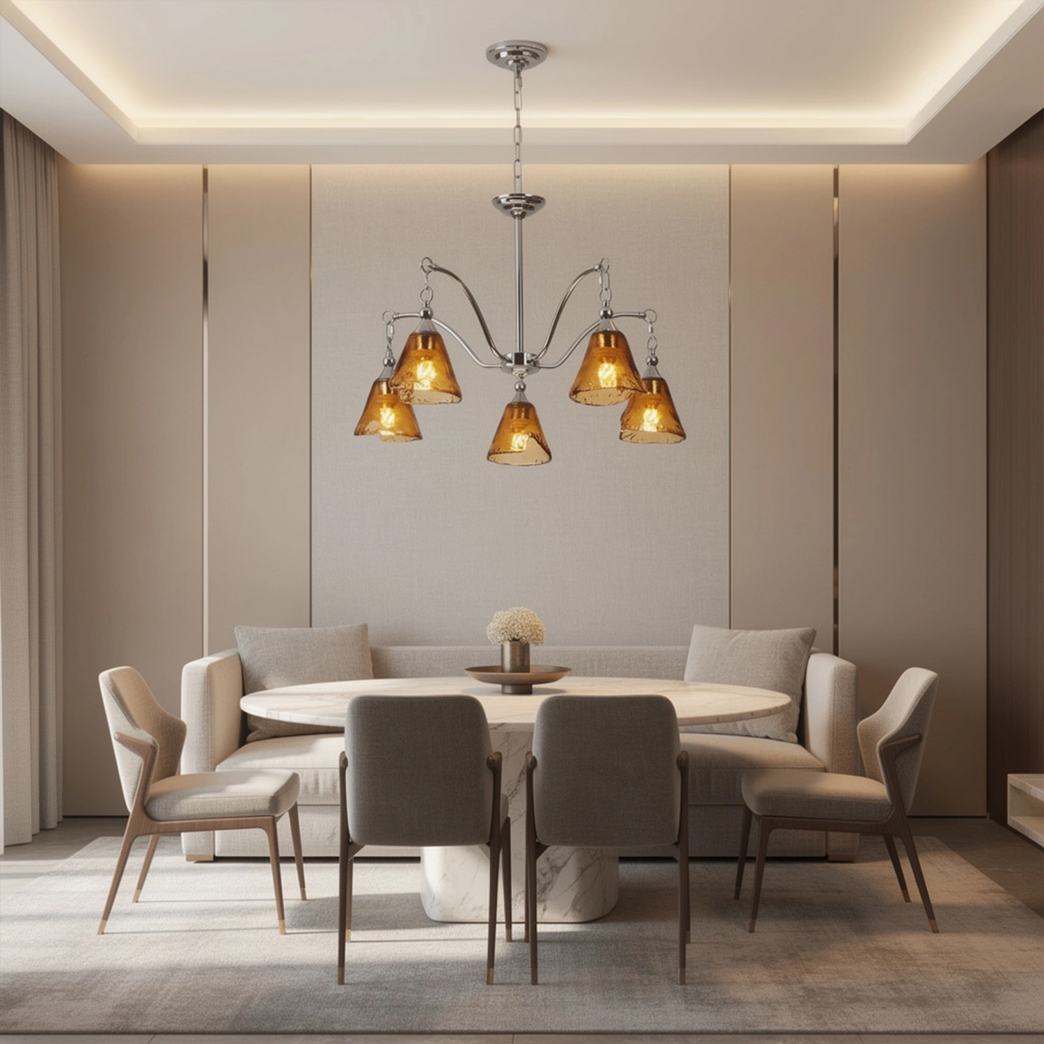 Amber Bell Glass Chandelier