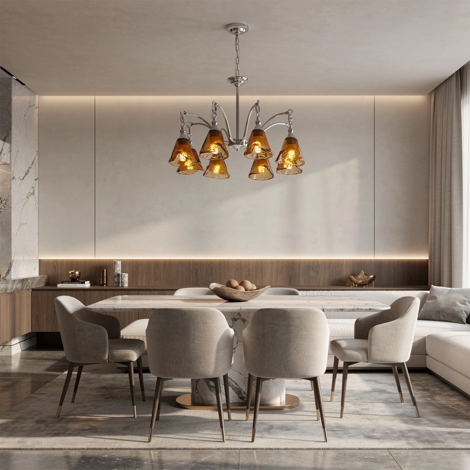 Amber Bell Glass Chandelier