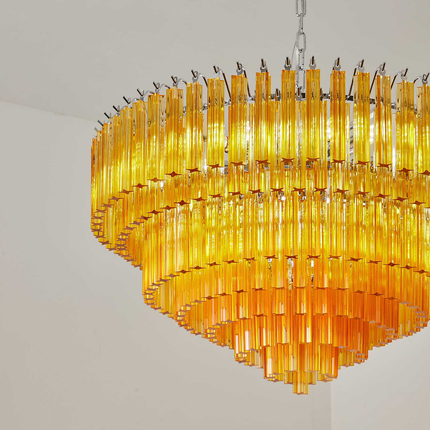 Amber Crystal Cascade Waterfall Chandelier