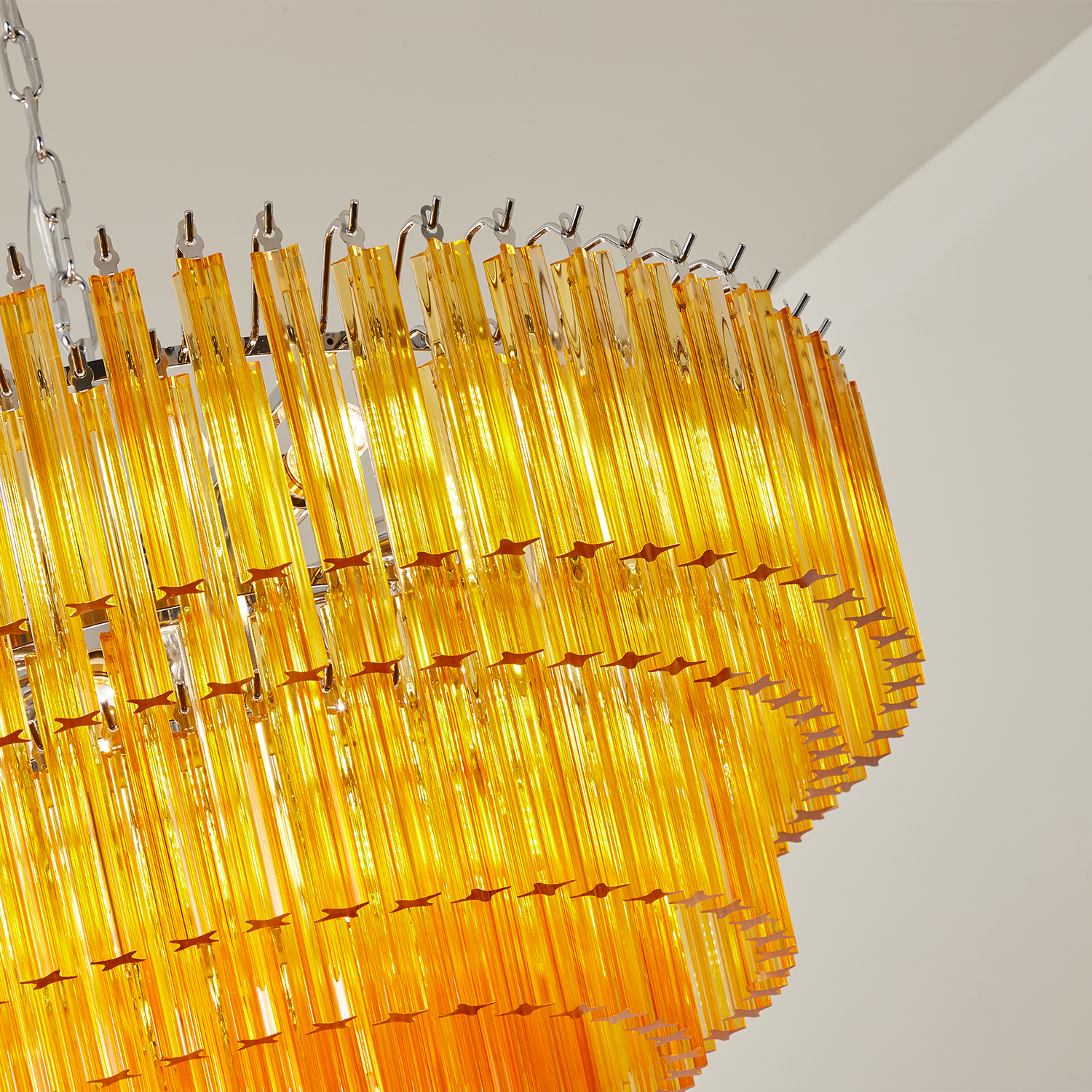 Amber Crystal Cascade Waterfall Chandelier
