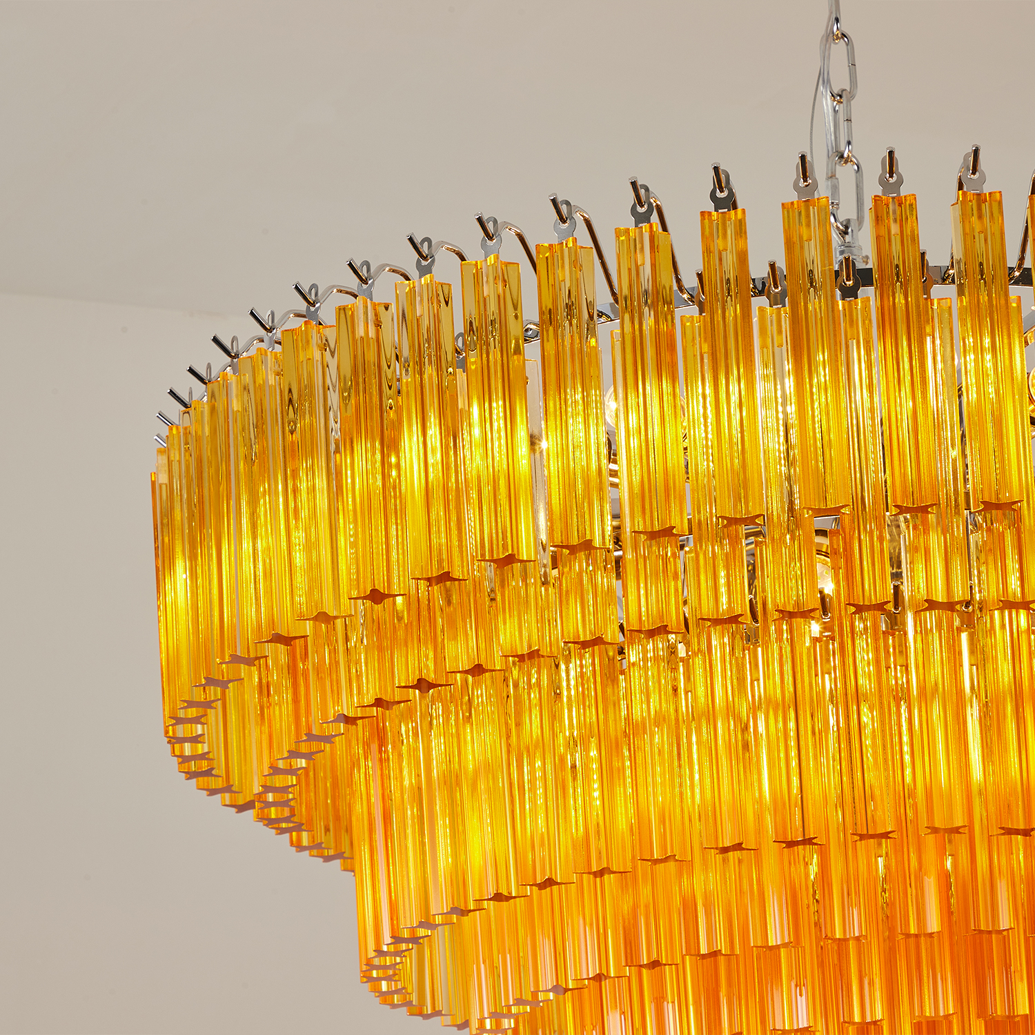Amber Crystal Cascade Waterfall Chandelier