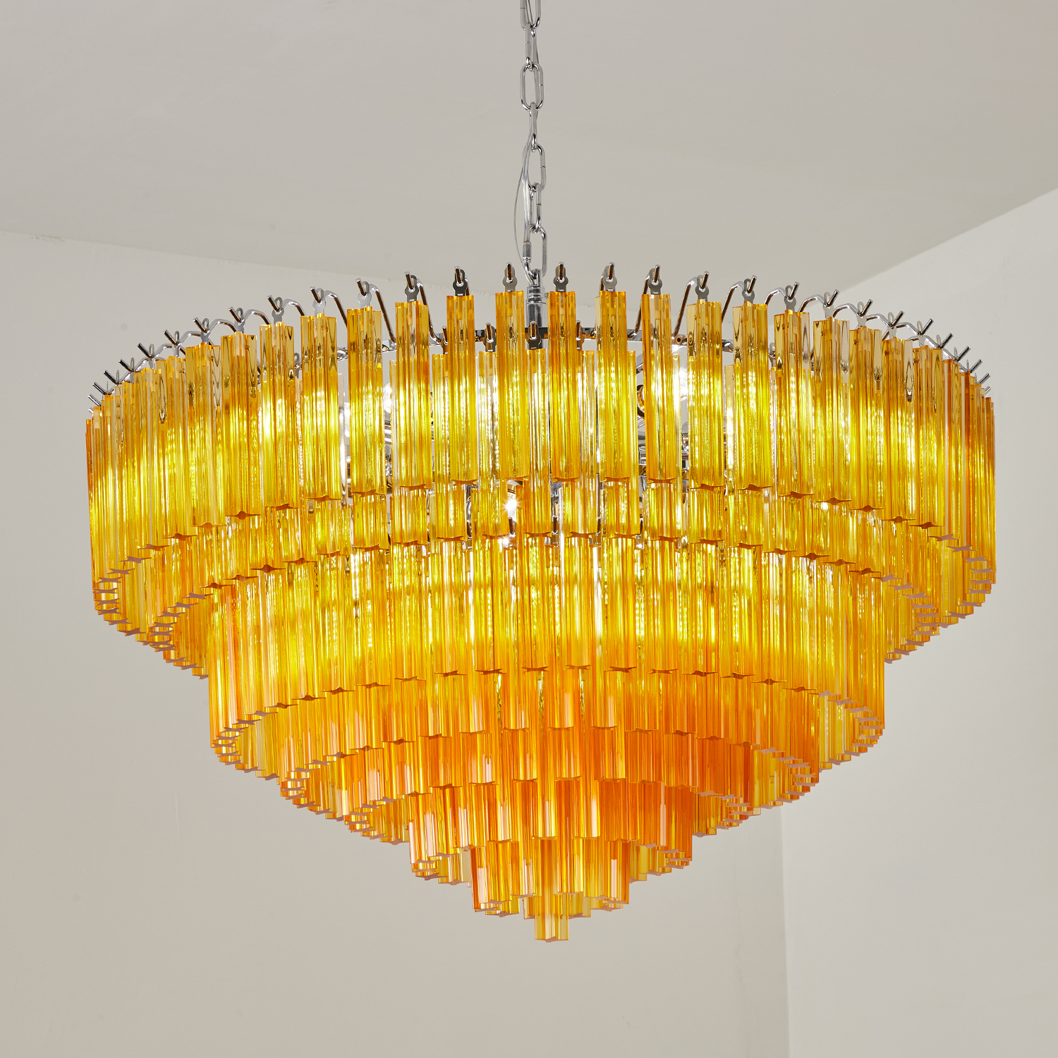 Amber Crystal Cascade Waterfall Chandelier