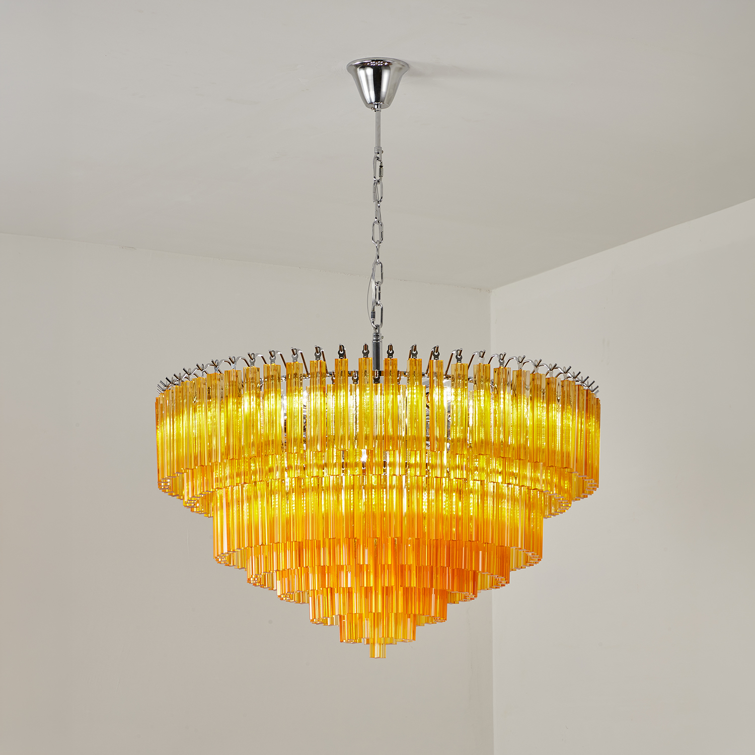 Amber Crystal Cascade Waterfall Chandelier