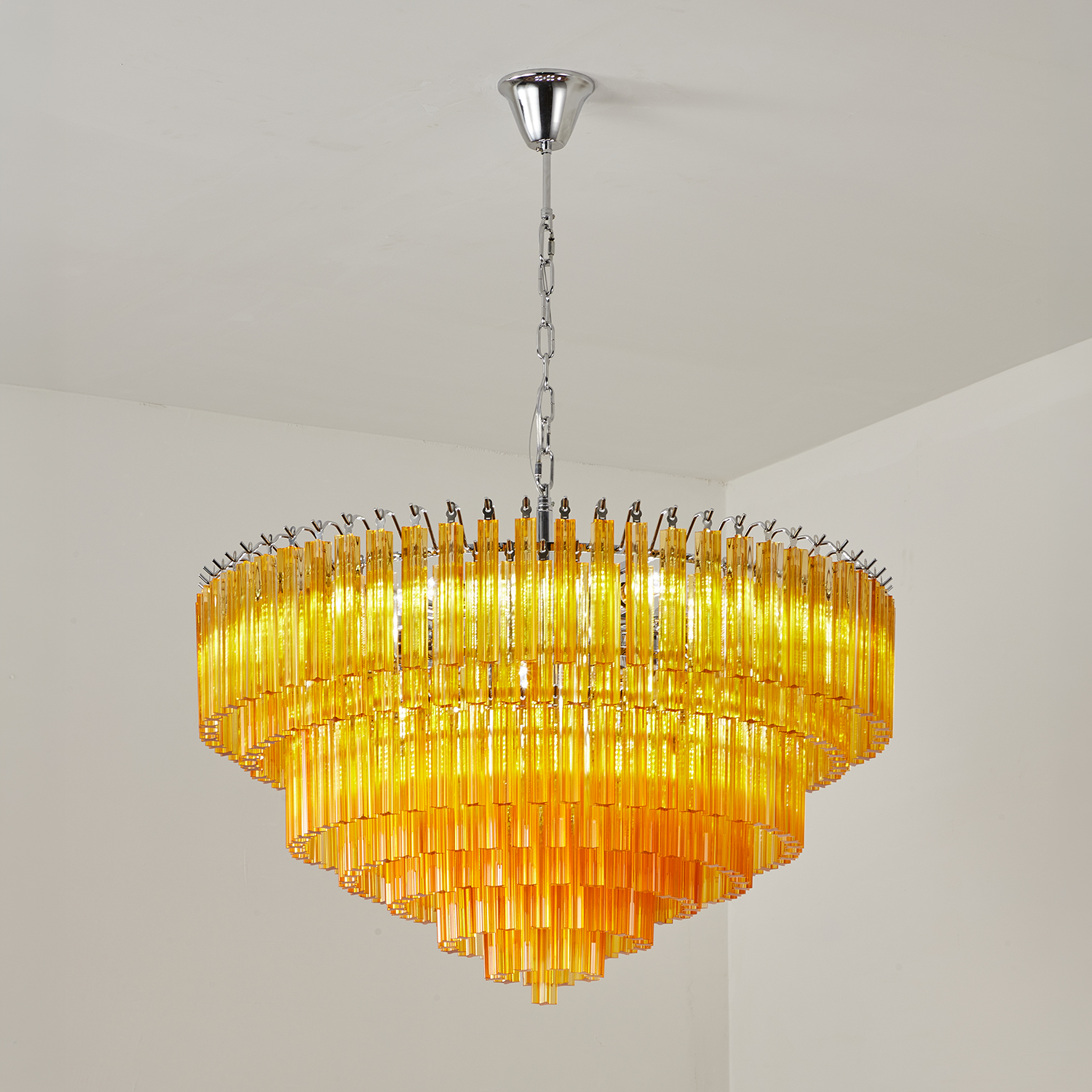 Amber Crystal Cascade Waterfall Chandelier