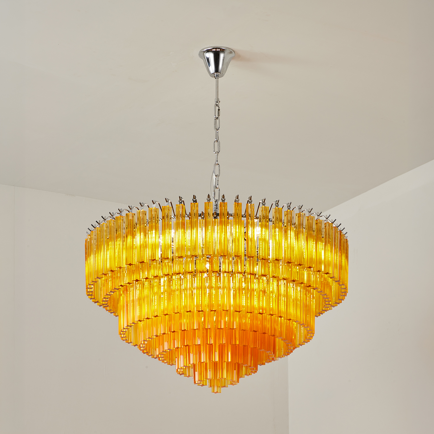Amber Crystal Cascade Waterfall Chandelier