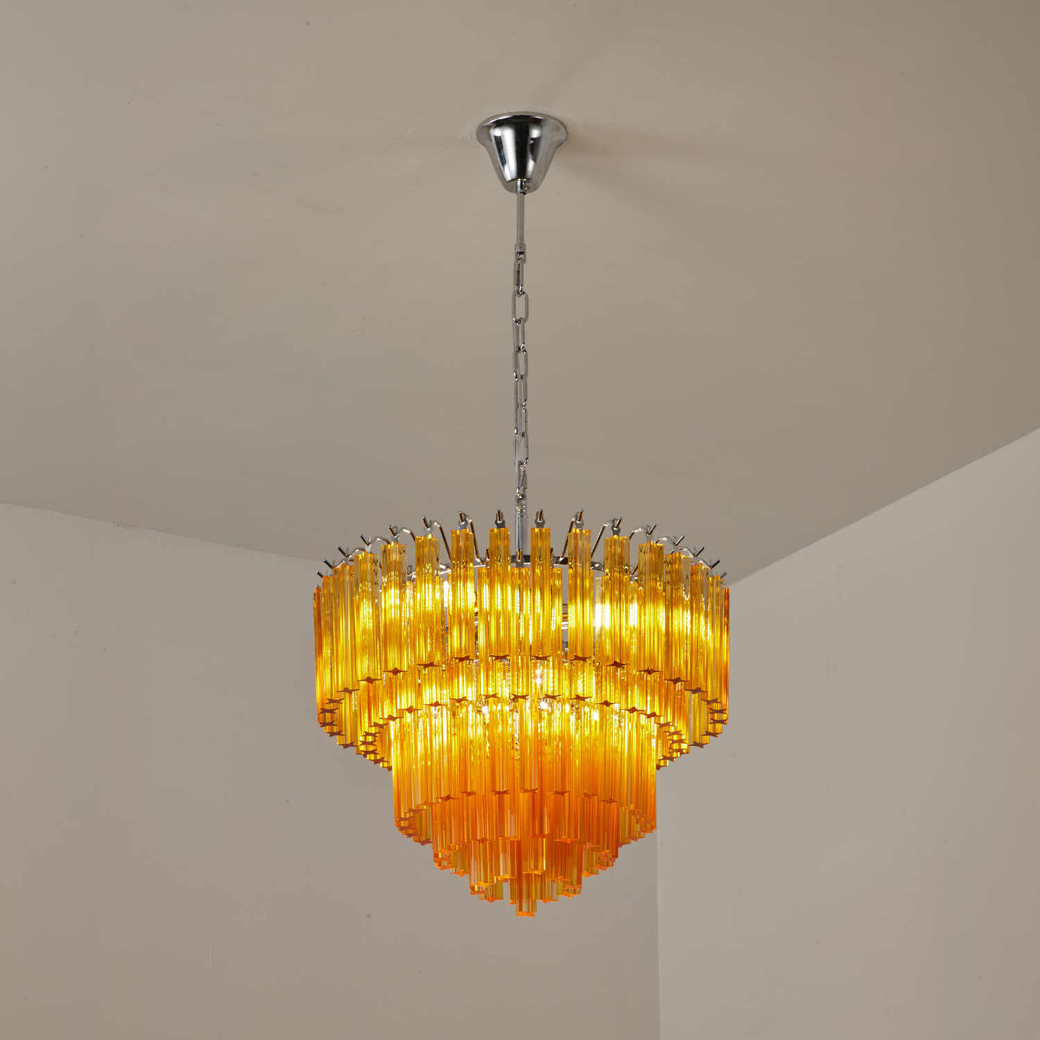 Amber Crystal Cascade Waterfall Chandelier