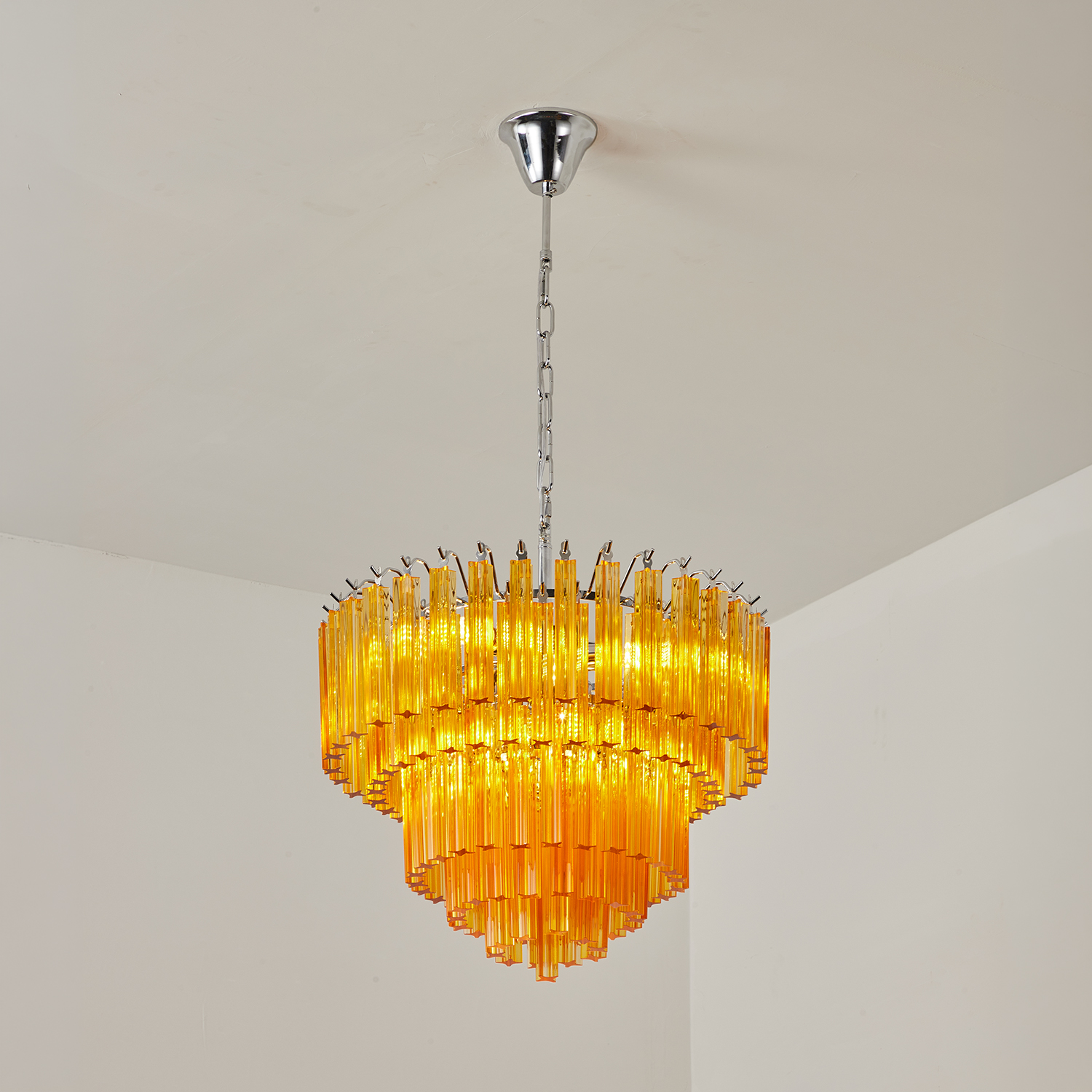 Amber Crystal Cascade Waterfall Chandelier
