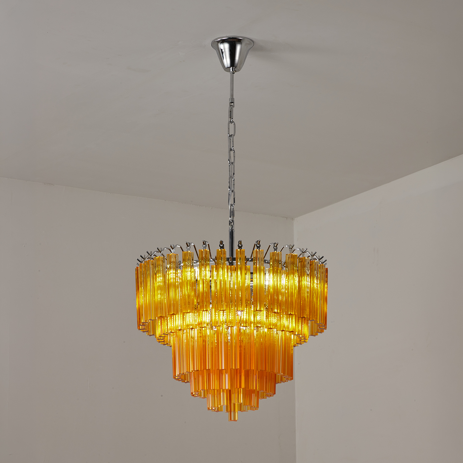 Amber Crystal Cascade Waterfall Chandelier
