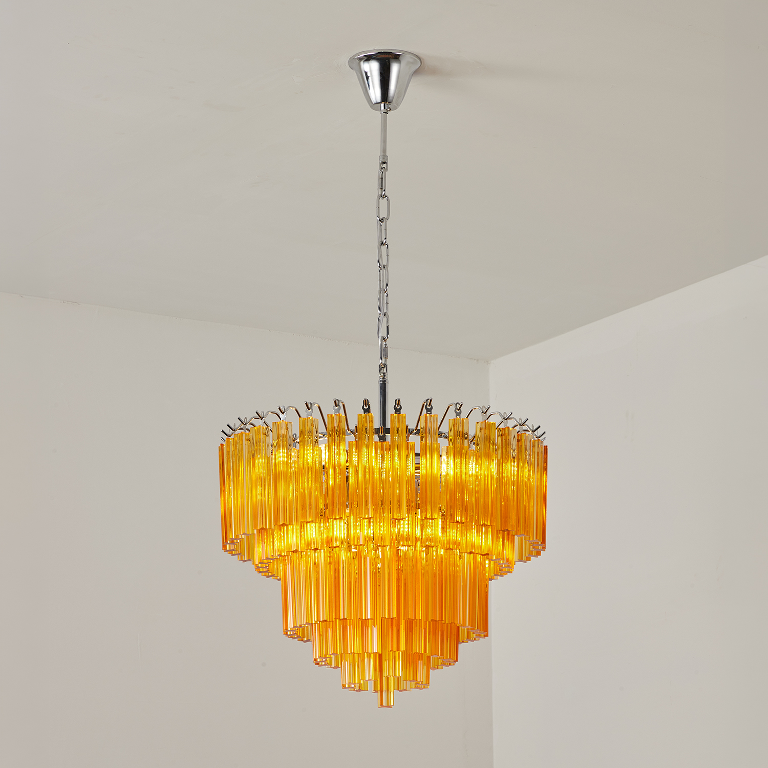 Amber Crystal Cascade Waterfall Chandelier
