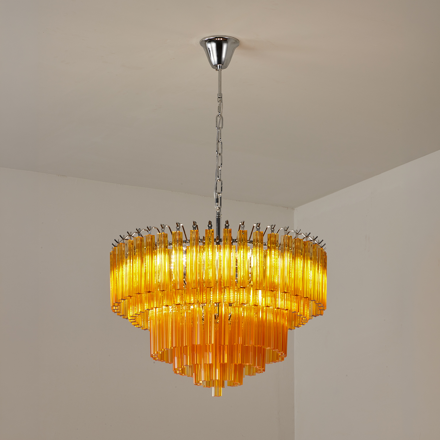 Amber Crystal Cascade Waterfall Chandelier