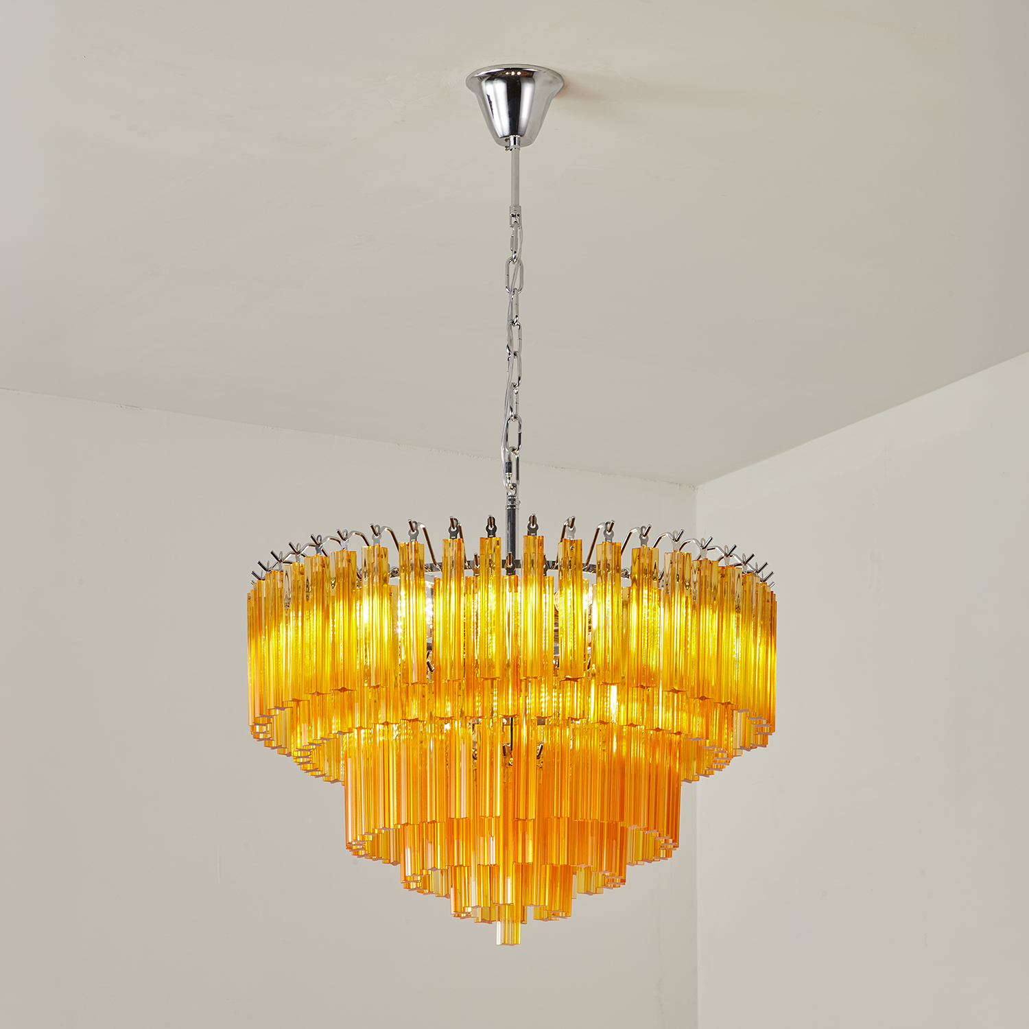 Amber Crystal Cascade Waterfall Chandelier