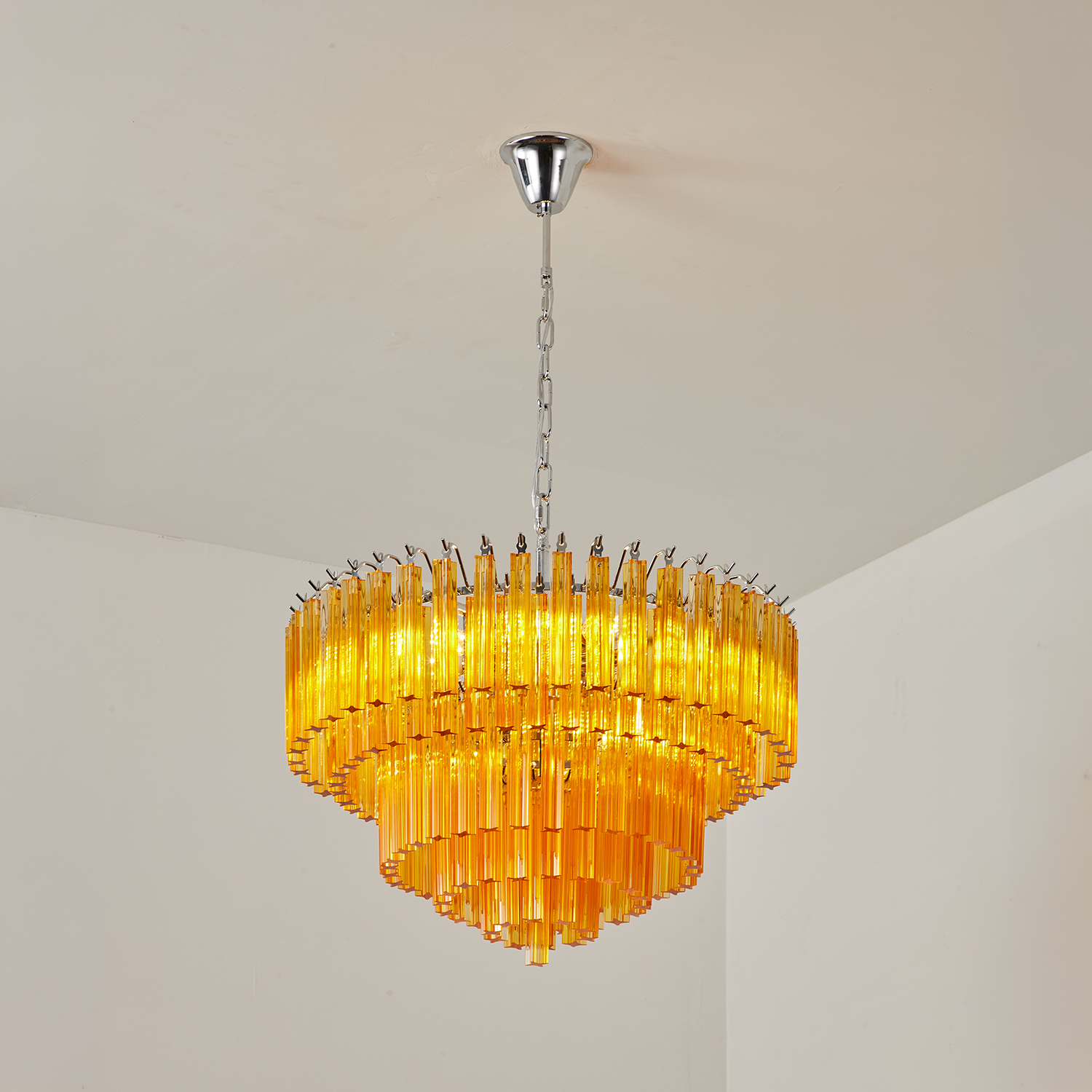 Amber Crystal Cascade Waterfall Chandelier