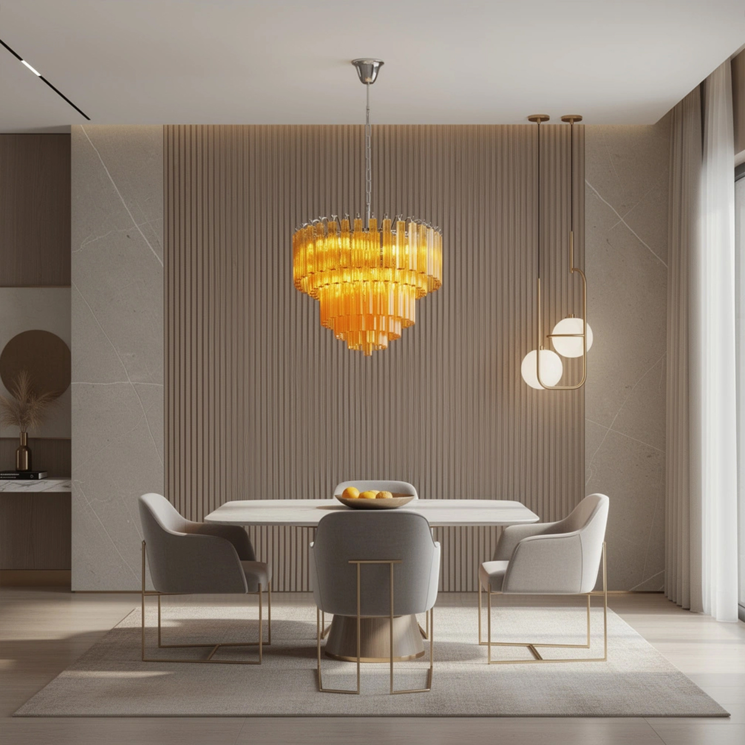 Amber Crystal Cascade Waterfall Chandelier