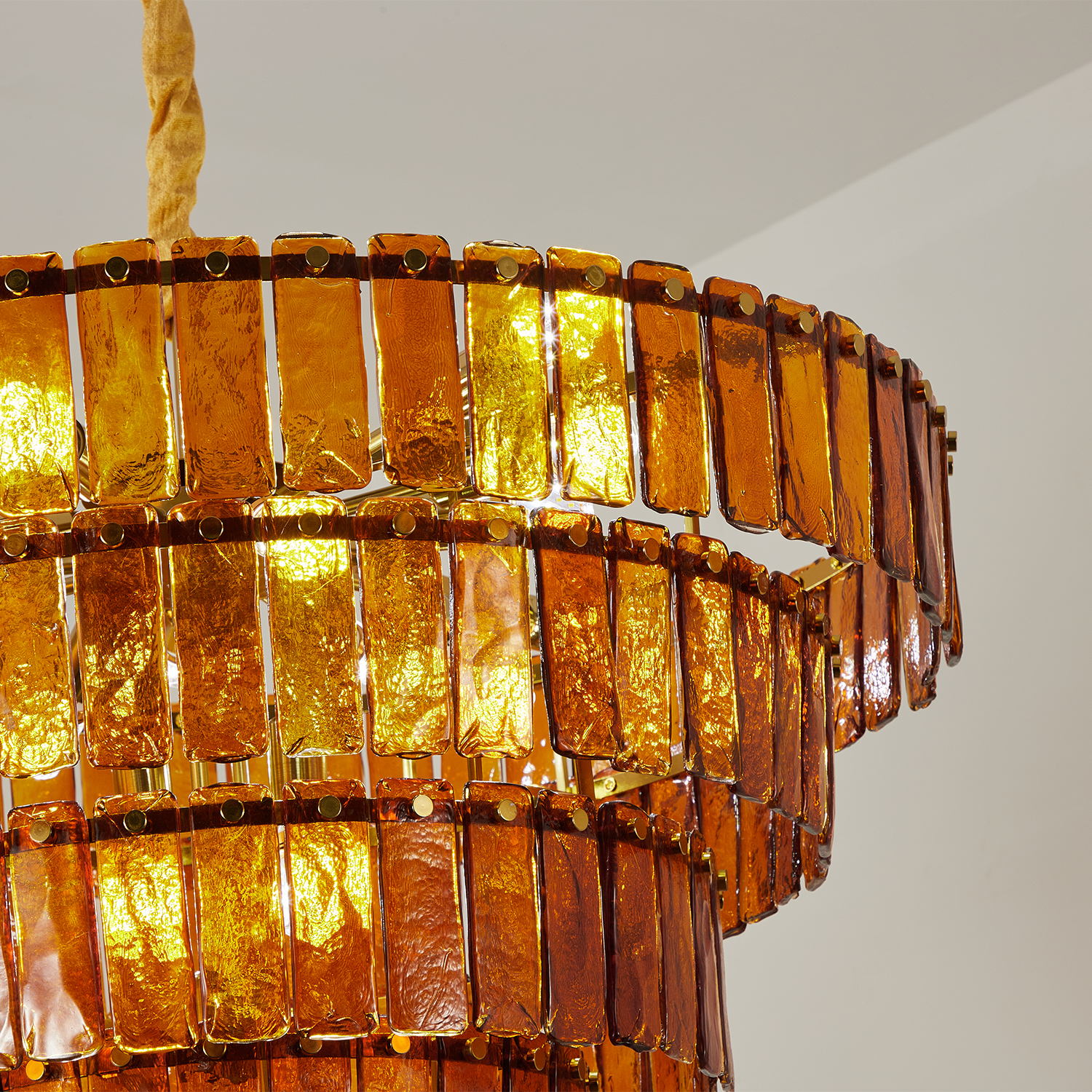 Amber-Murano-Glass-Cascade-Tiered-Chandelier