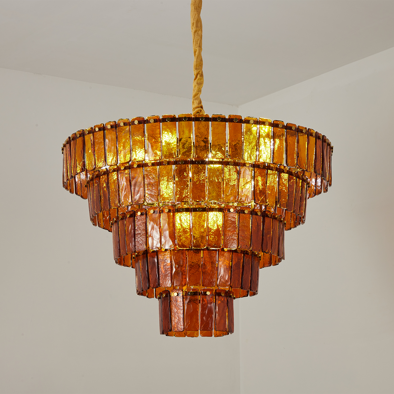 Amber-Murano-Glass-Cascade-Tiered-Chandelier