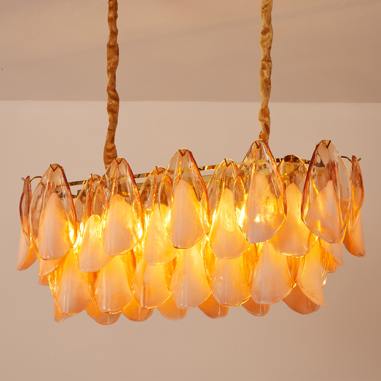 Amber Petal Glass Linear Pendant