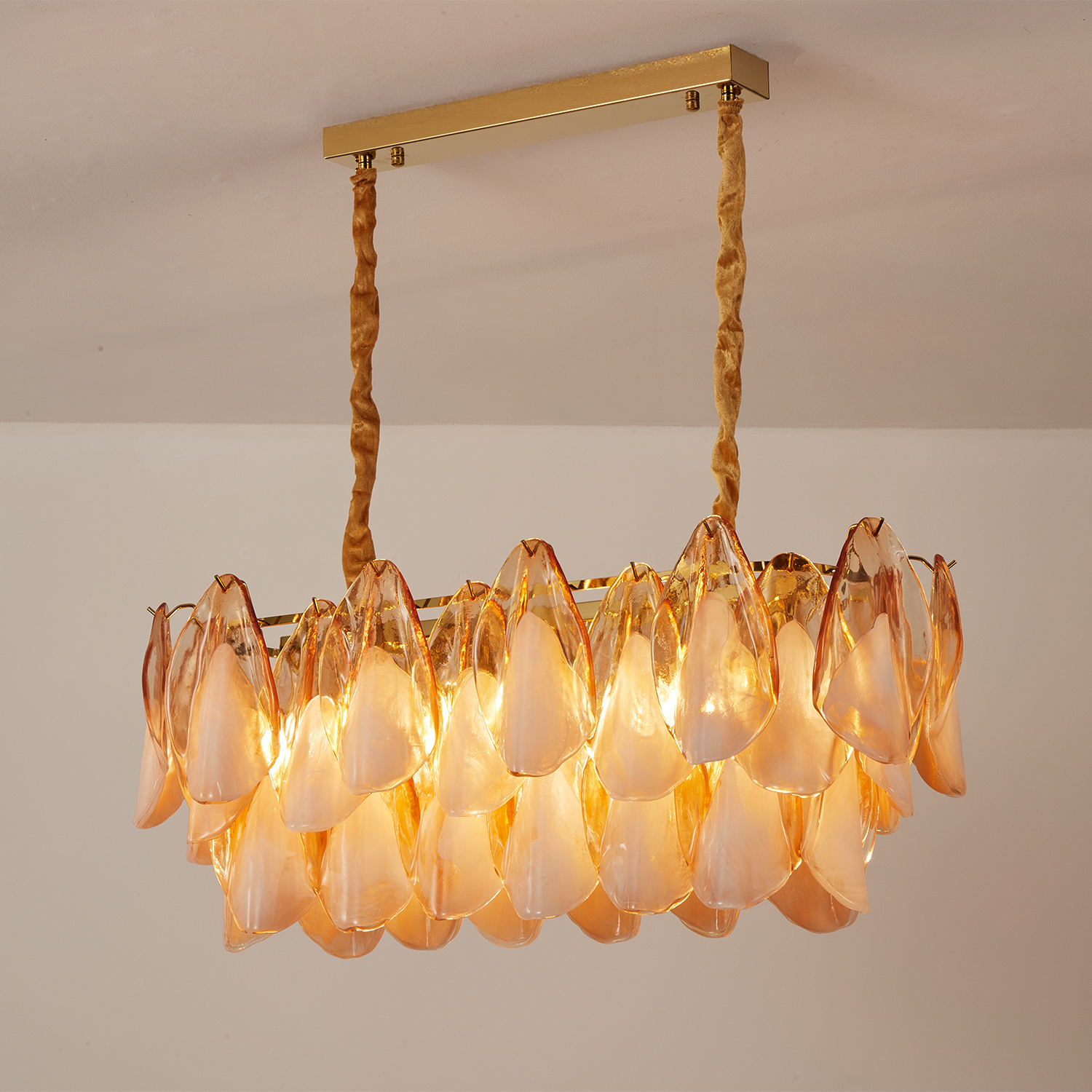 Amber Petal Glass Linear Pendant