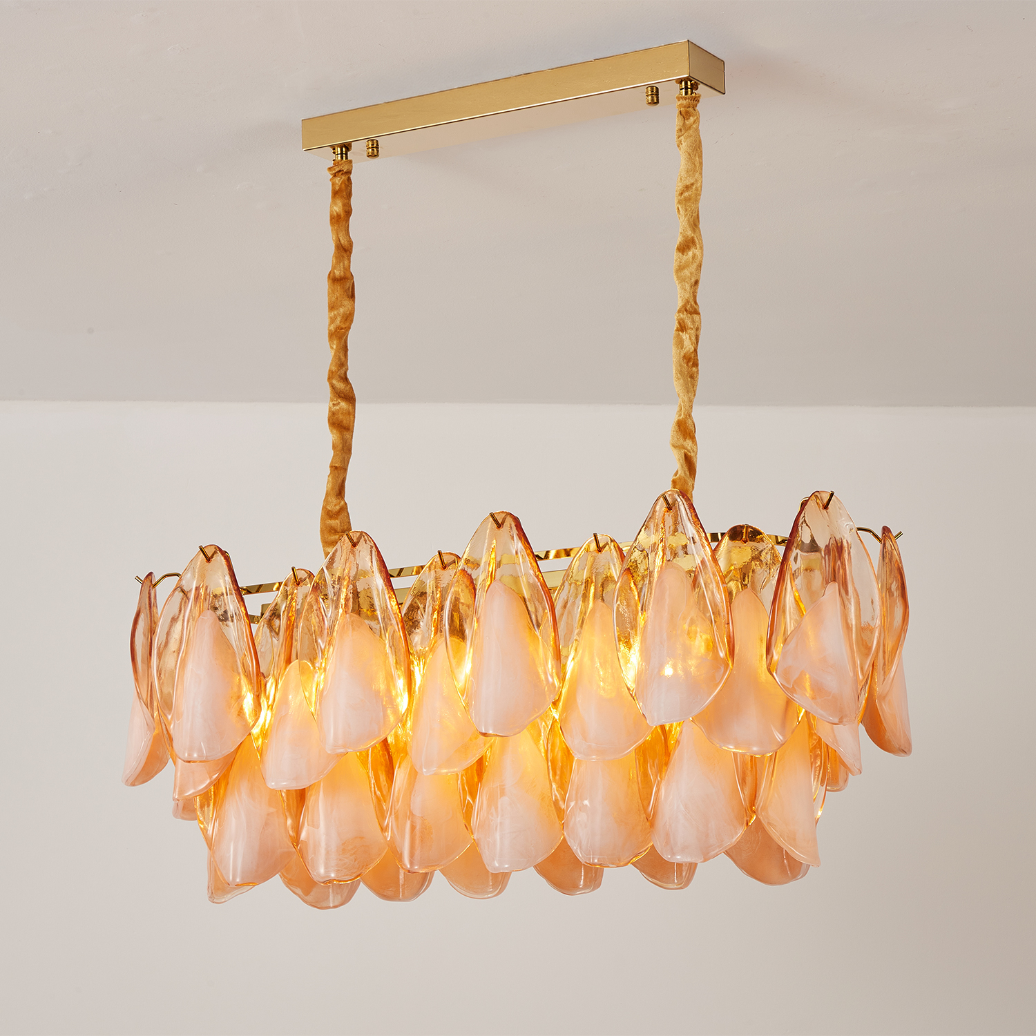 Amber Petal Glass Linear Pendant