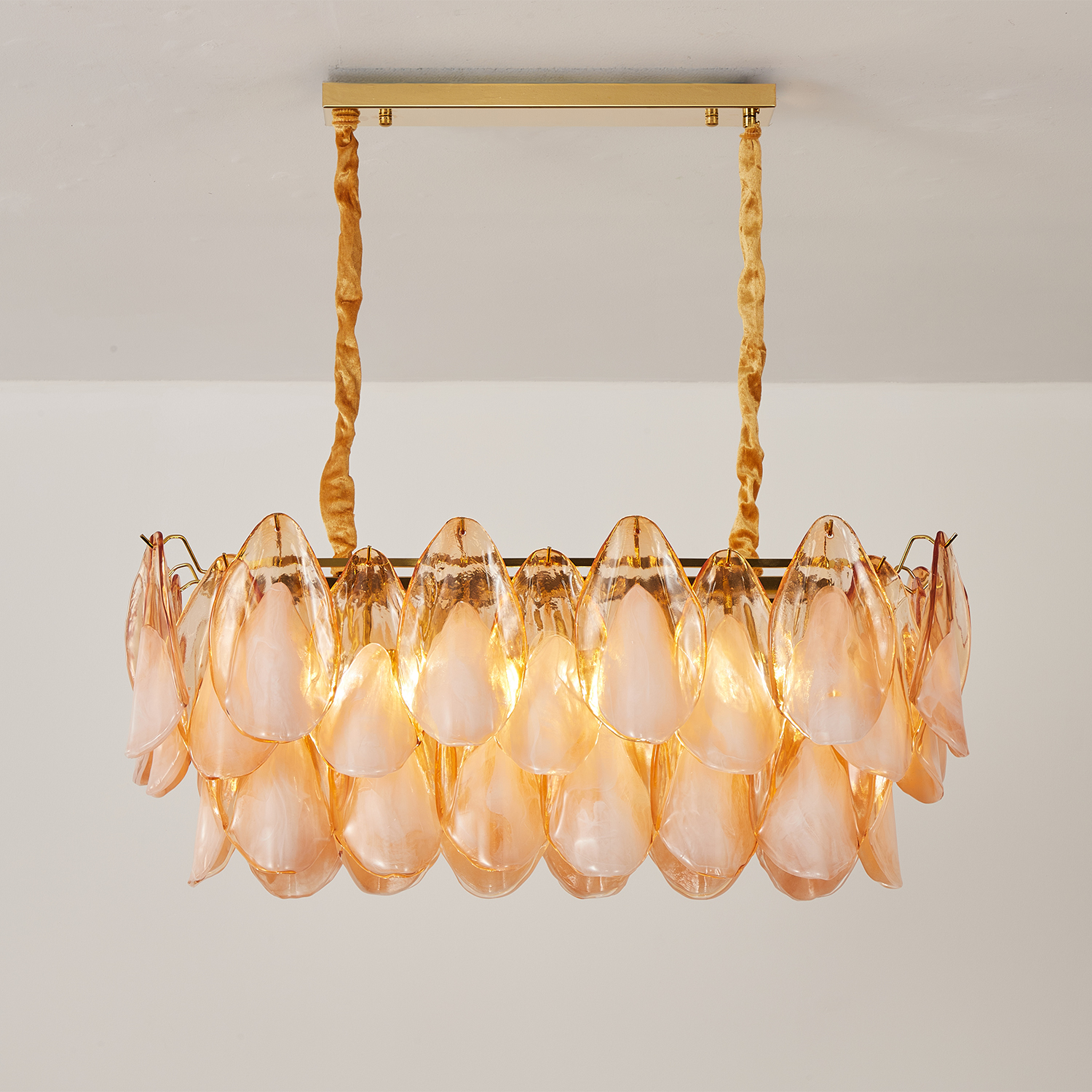 Amber Petal Glass Linear Pendant