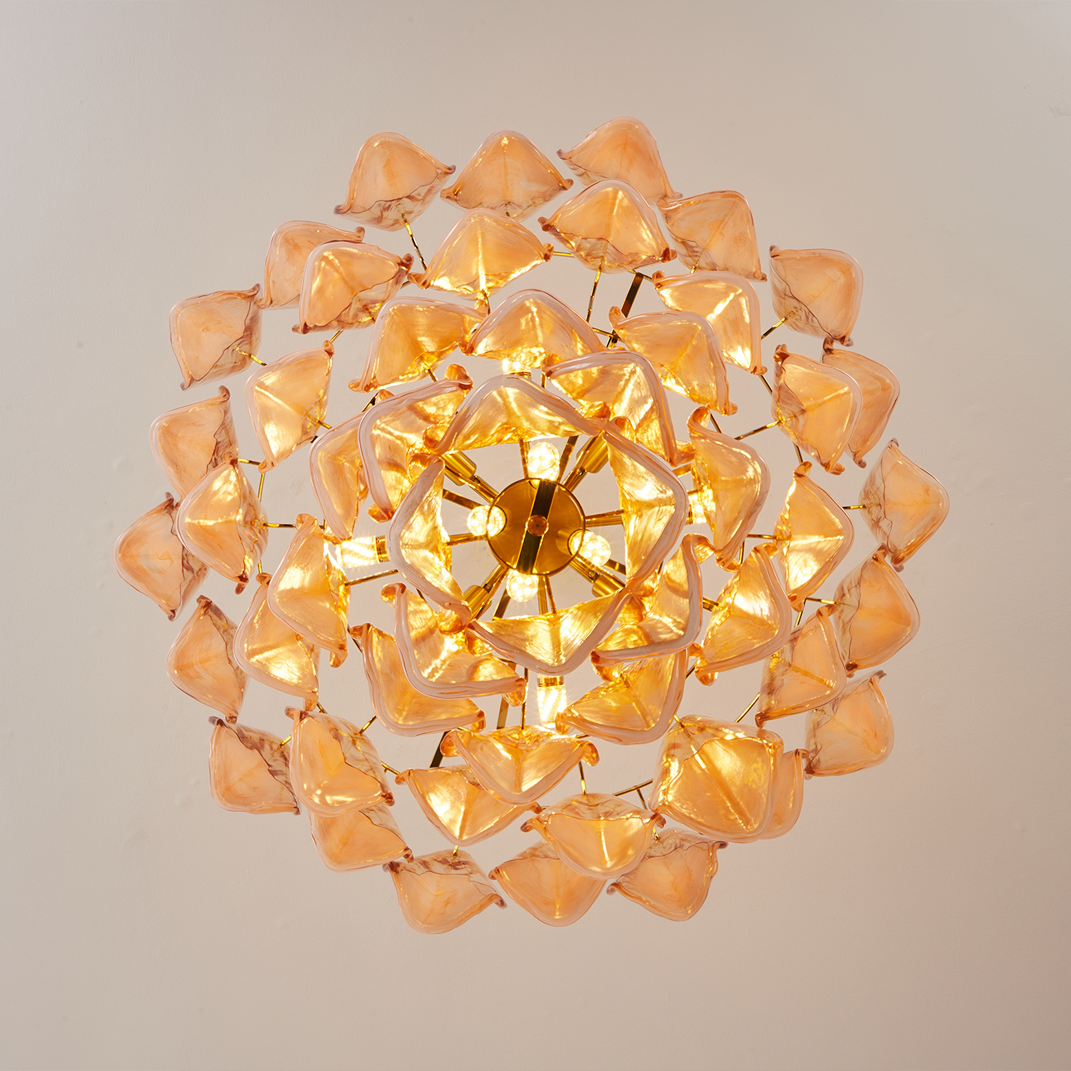 Amber Petal Glass Pendant
