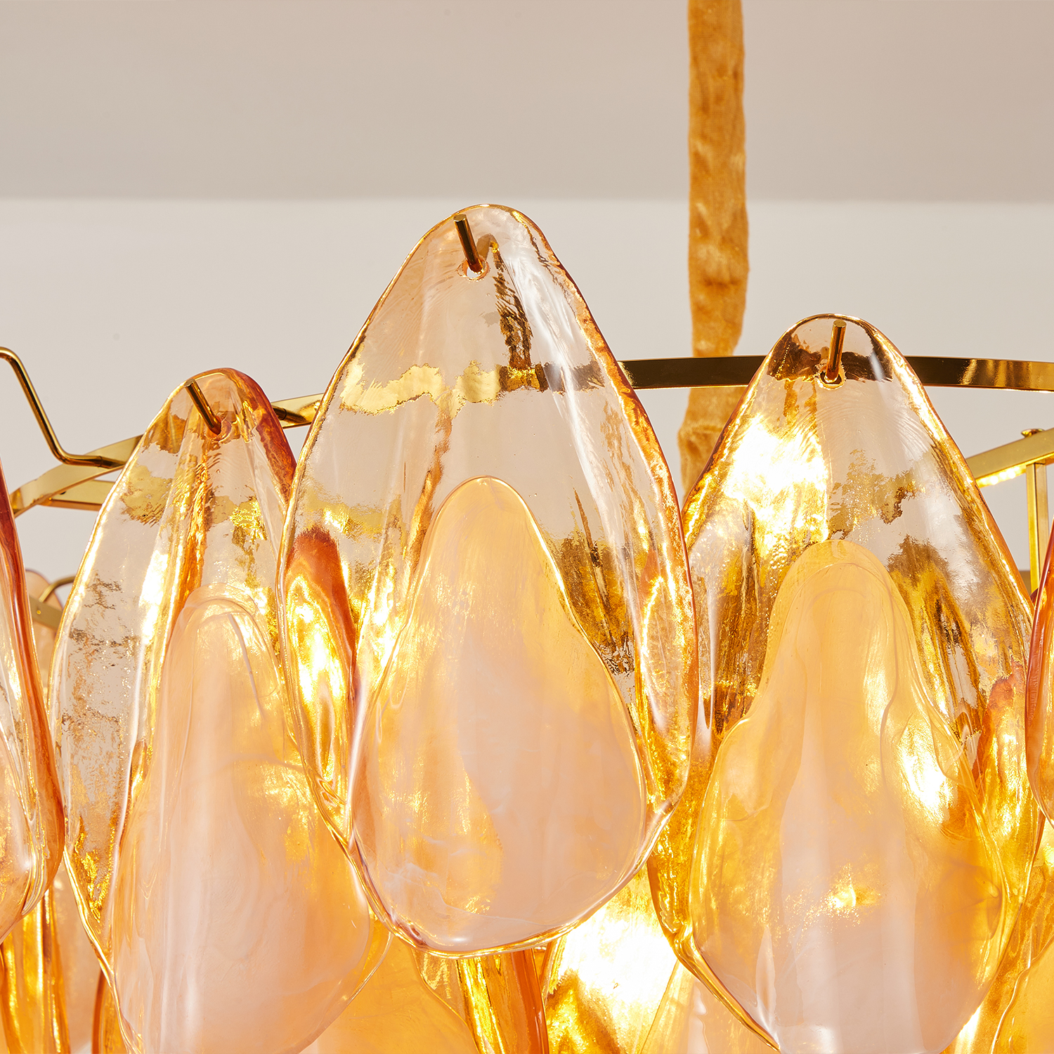 Amber Petal Glass Pendant
