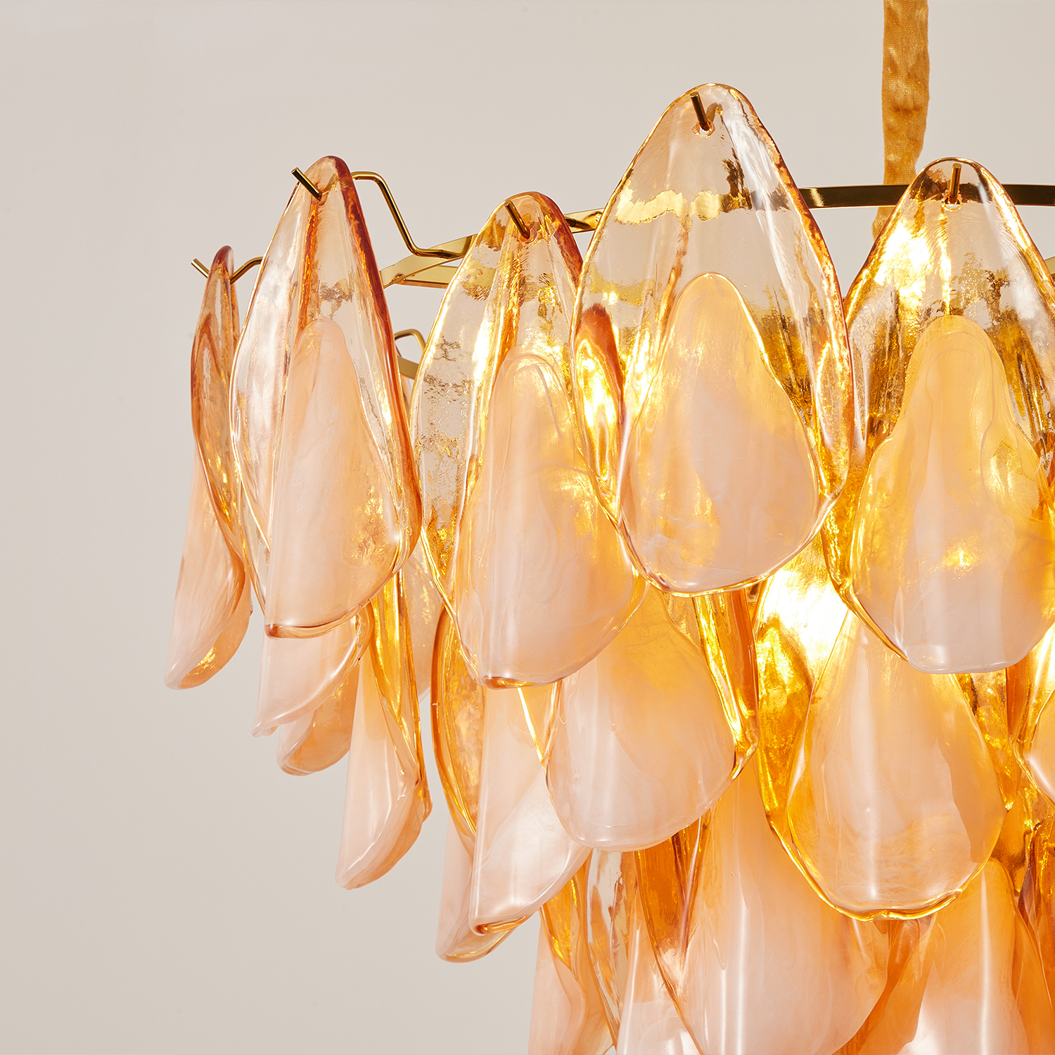 Amber Petal Glass Pendant