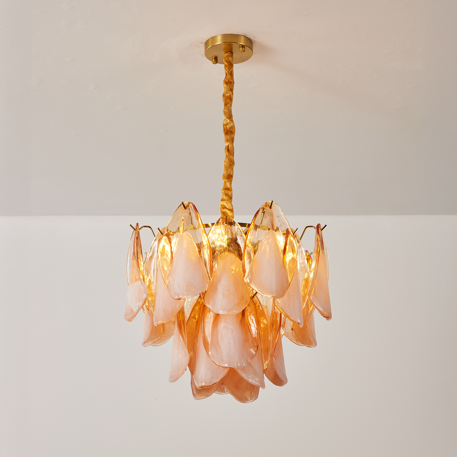 Amber Petal Glass Pendant