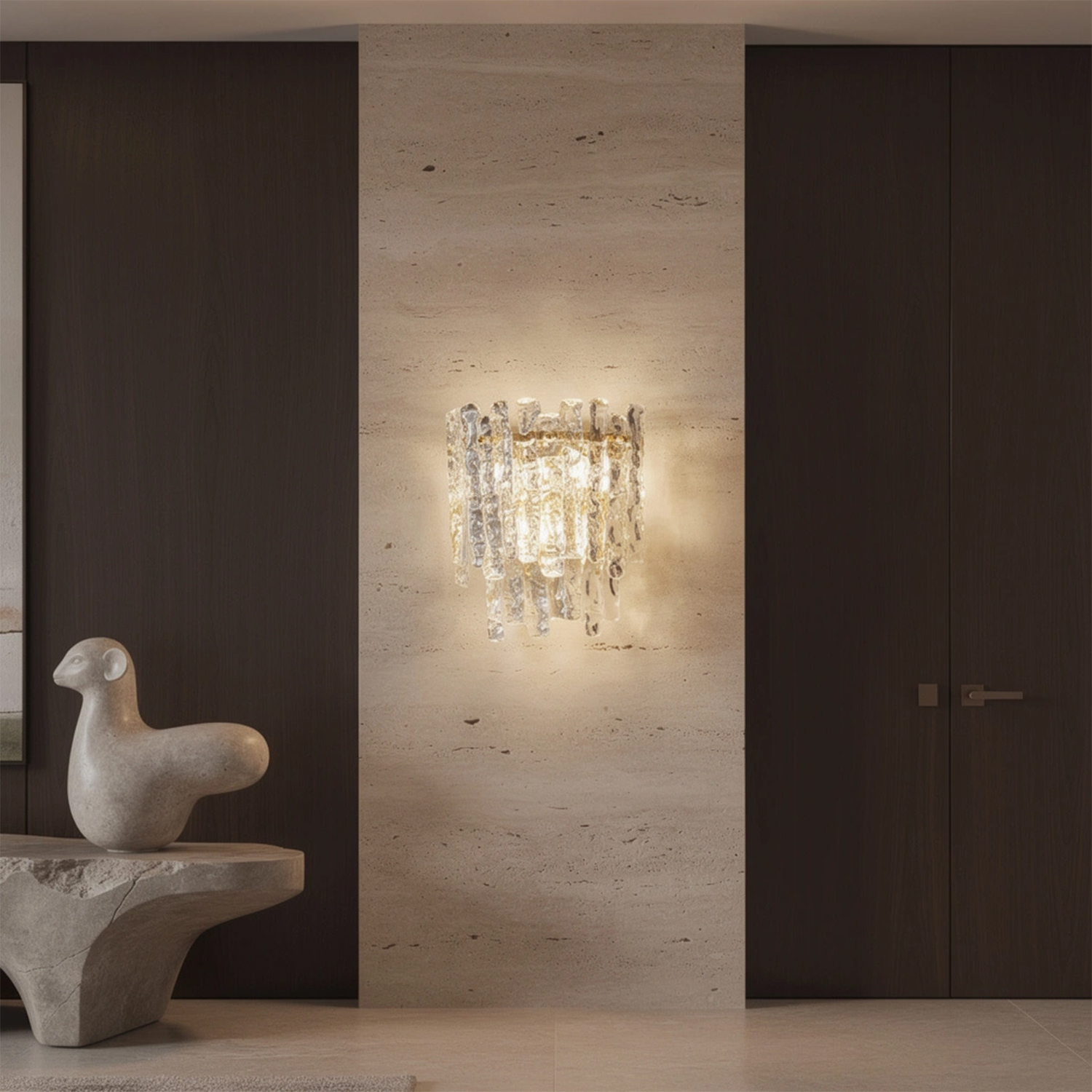 Ambra Murano Tronchi Glass Wall Sconce