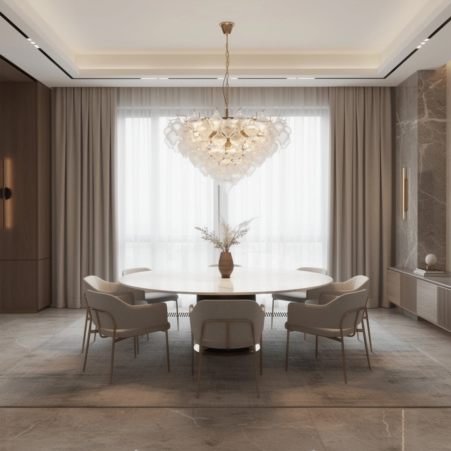 Aurelia Textured Glass Cascade Chandelier