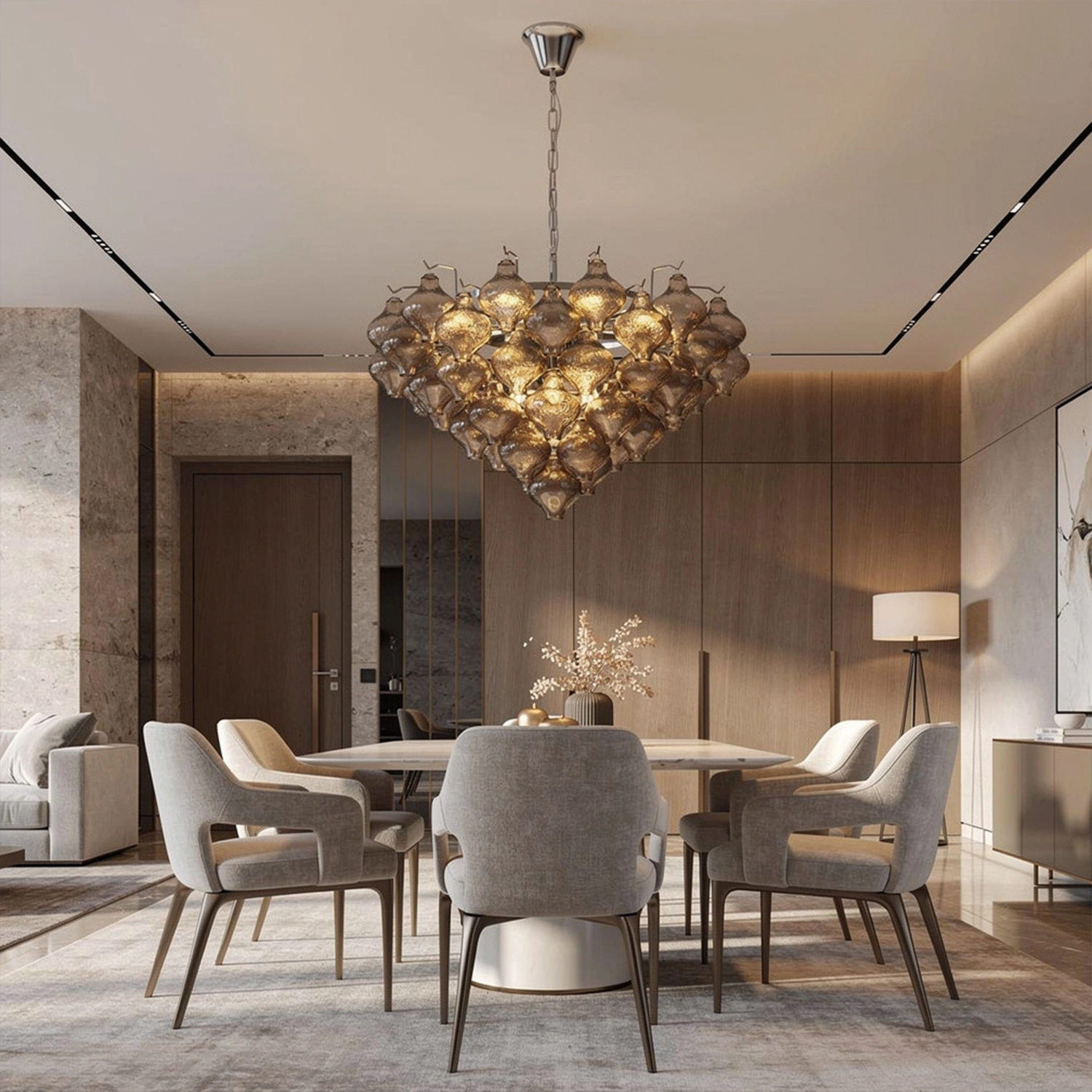 Aurelia Textured Glass Cascade Chandelier