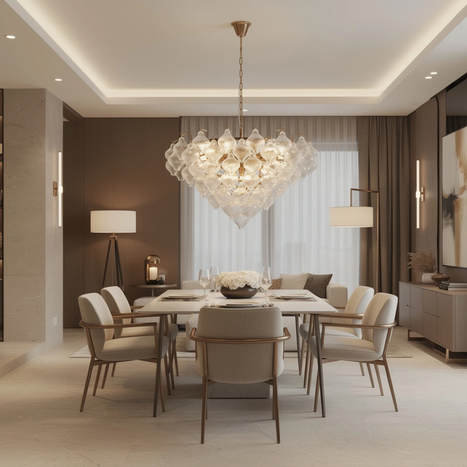Aurelia Textured Glass Cascade Chandelier