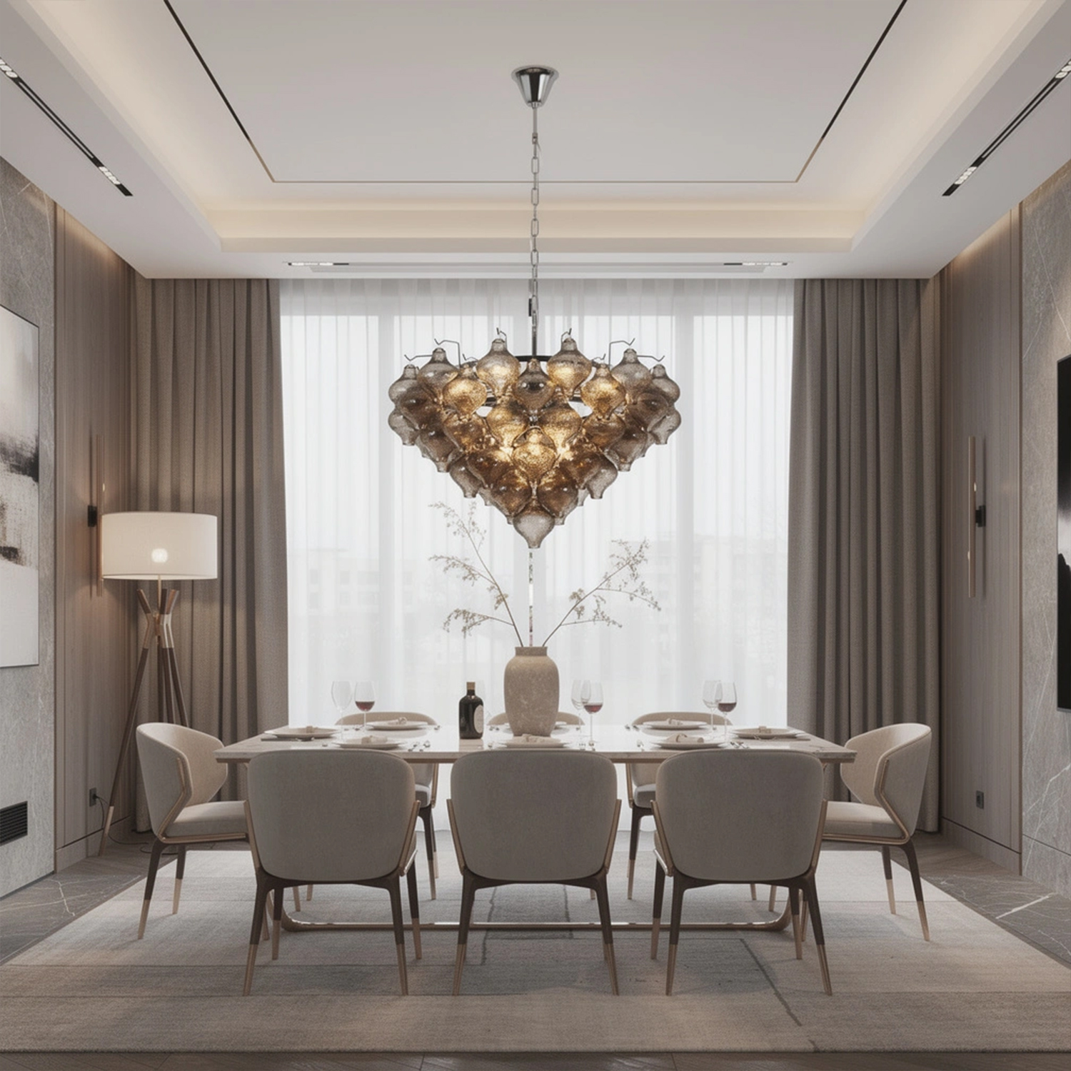 Aurelia Textured Glass Cascade Chandelier