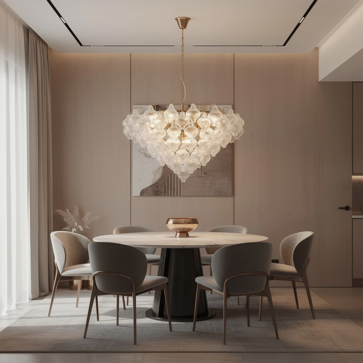 Aurelia Textured Glass Cascade Chandelier