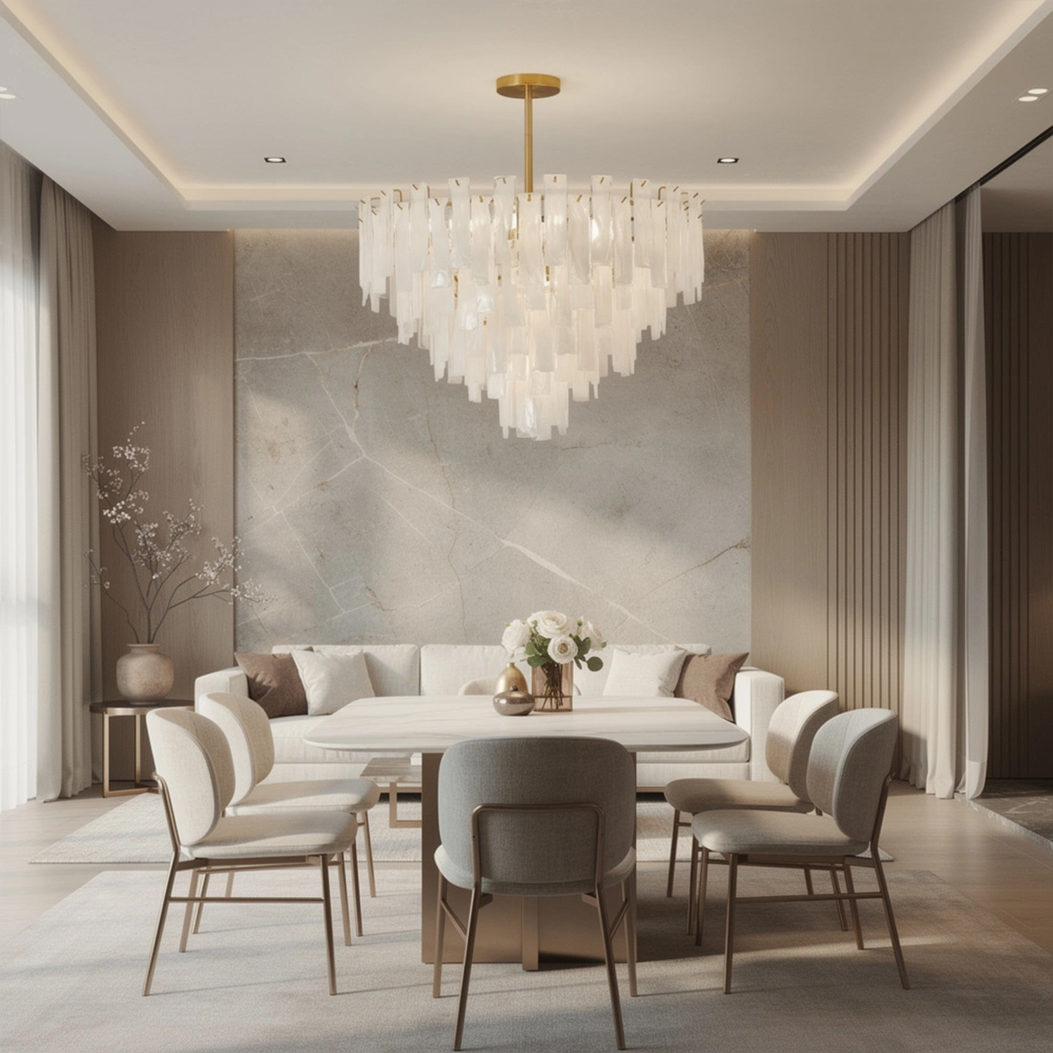 Bianca Murano Glass Cascade Chandelier
