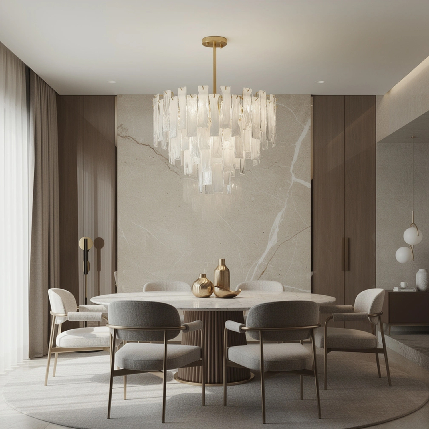 Bianca Murano Glass Cascade Chandelier