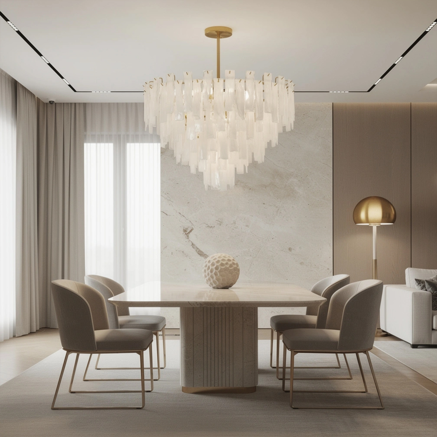 Bianca Murano Glass Cascade Chandelier