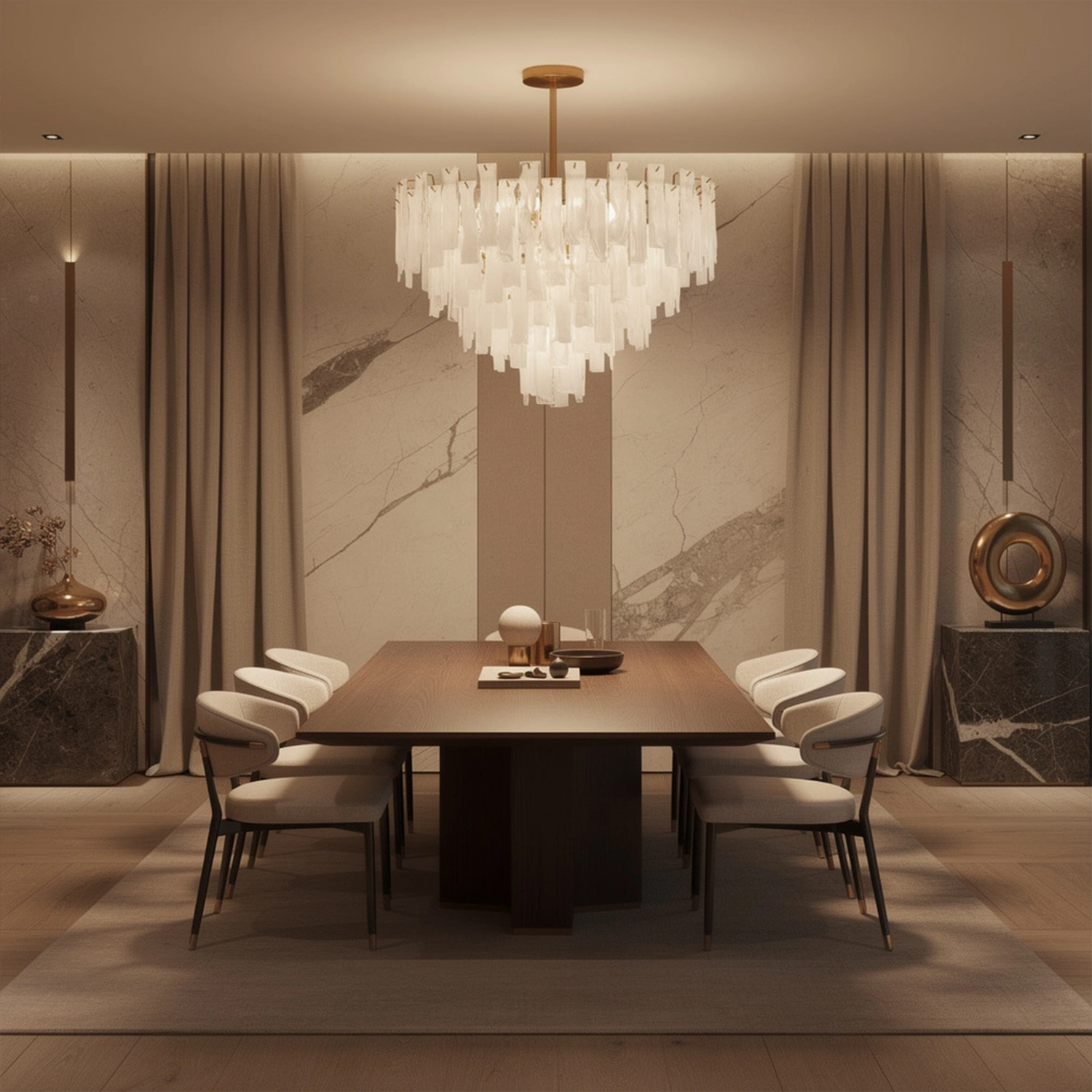 Bianca Murano Glass Cascade Chandelier