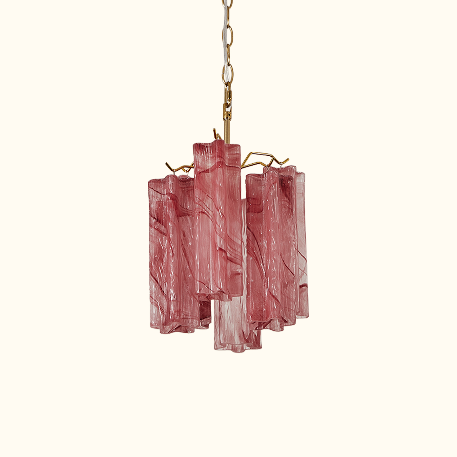Blush Pink Textured Glass Cascade Chandelier