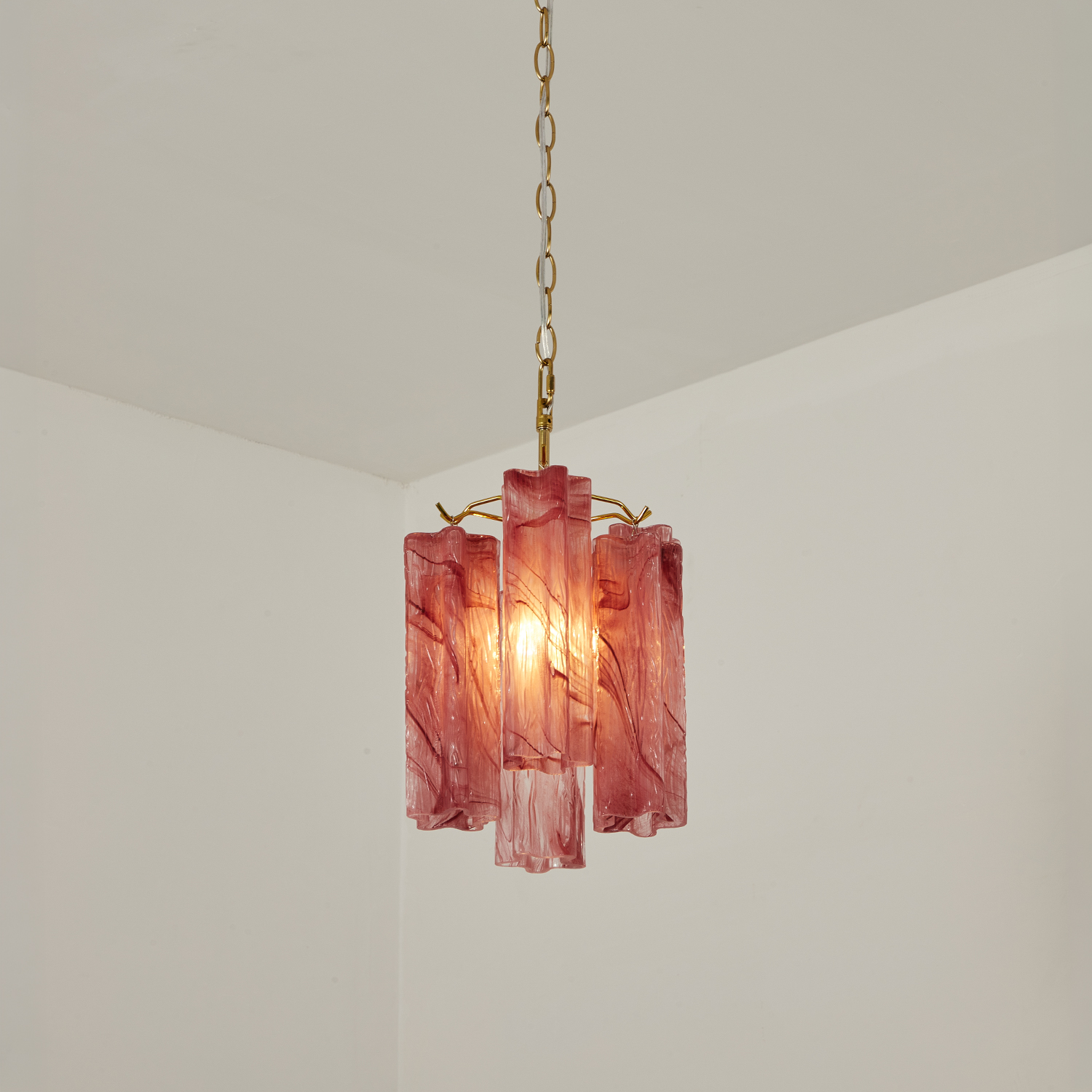 Blush Pink Textured Glass Cascade Chandelier