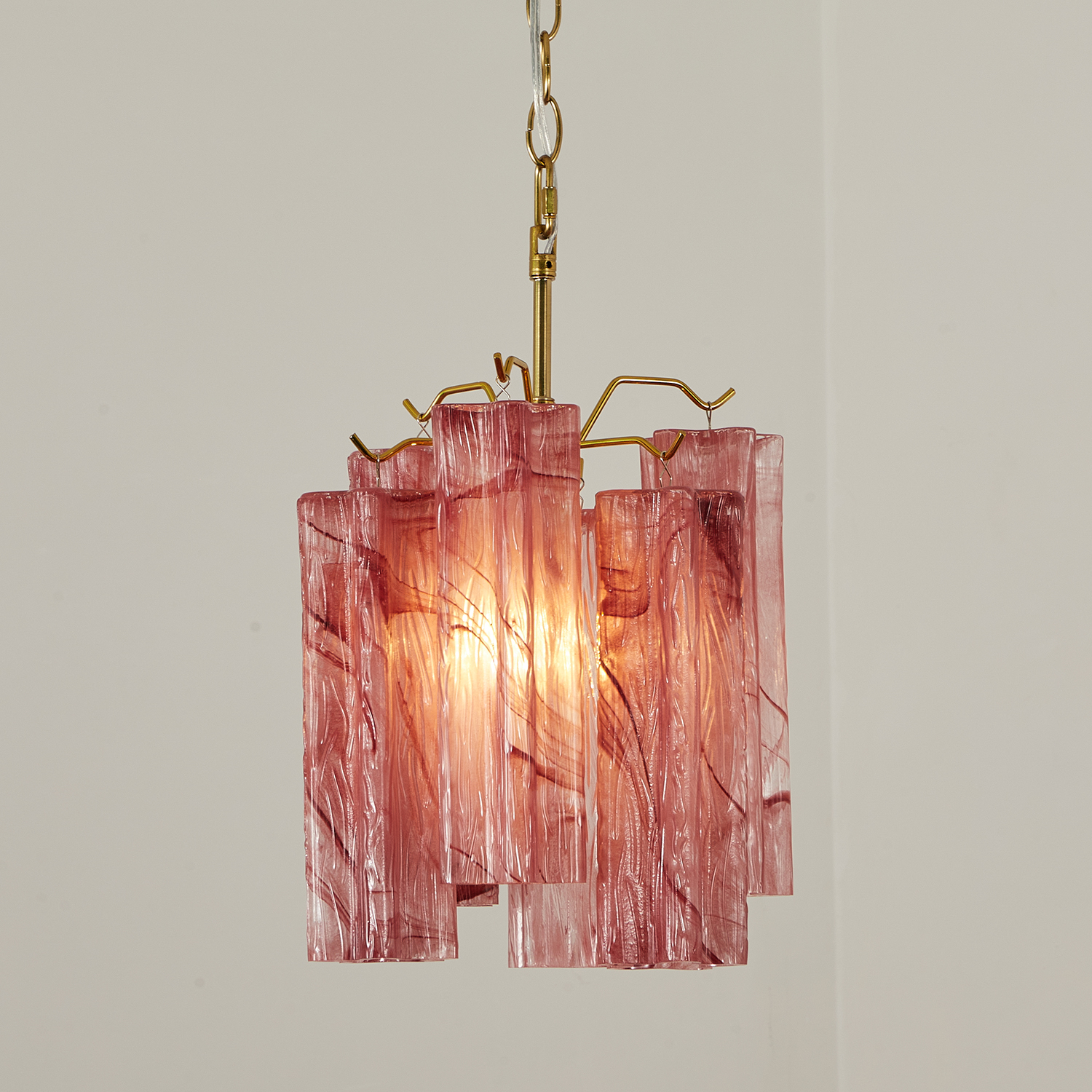 Blush Pink Textured Glass Cascade Chandelier