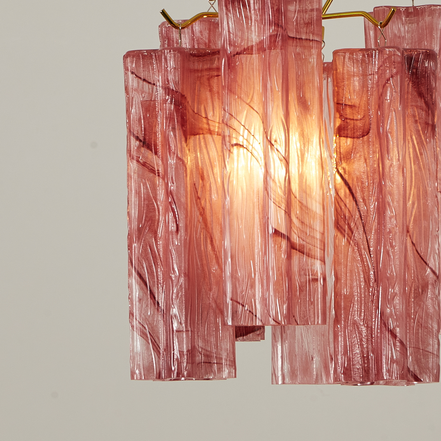 Blush Pink Textured Glass Cascade Chandelier