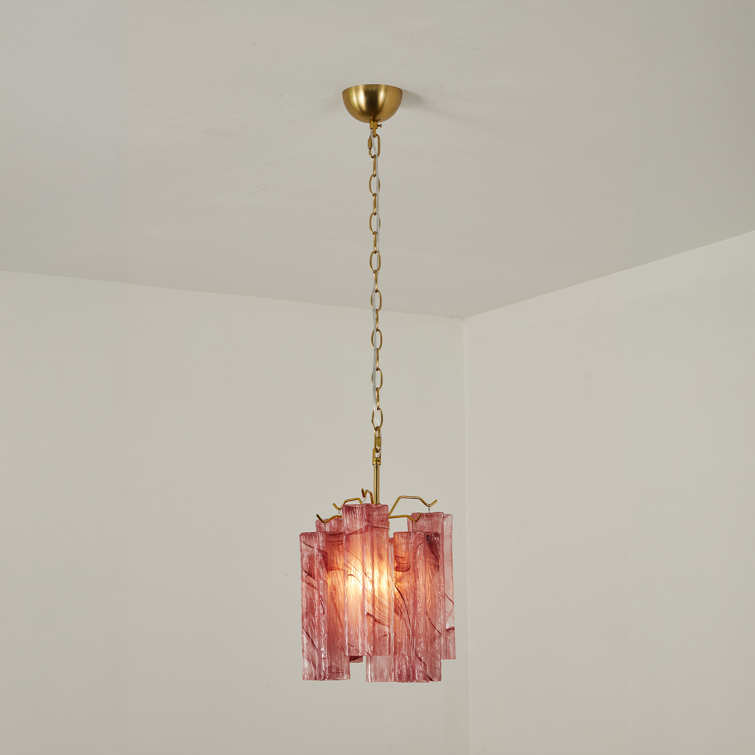 Blush Pink Textured Glass Cascade Chandelier