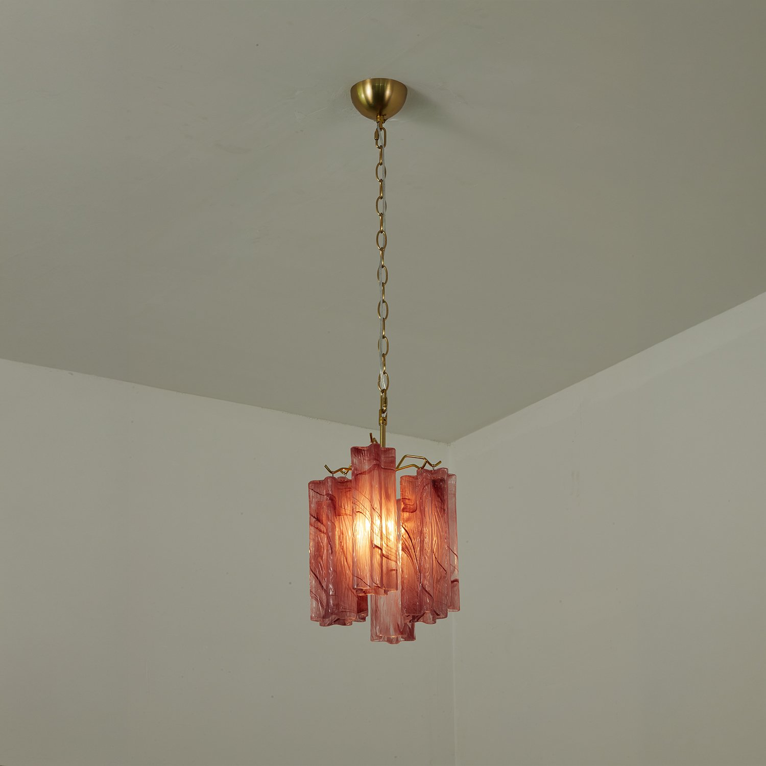 Blush Pink Textured Glass Cascade Chandelier