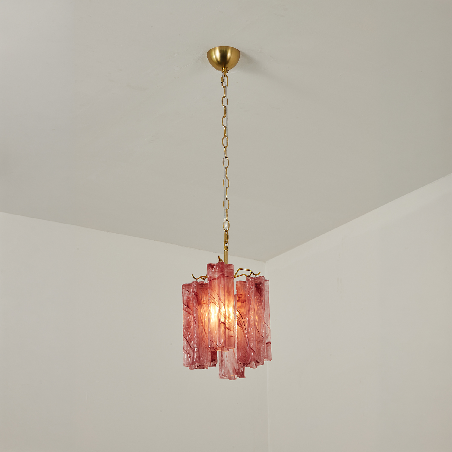 Blush Pink Textured Glass Cascade Chandelier