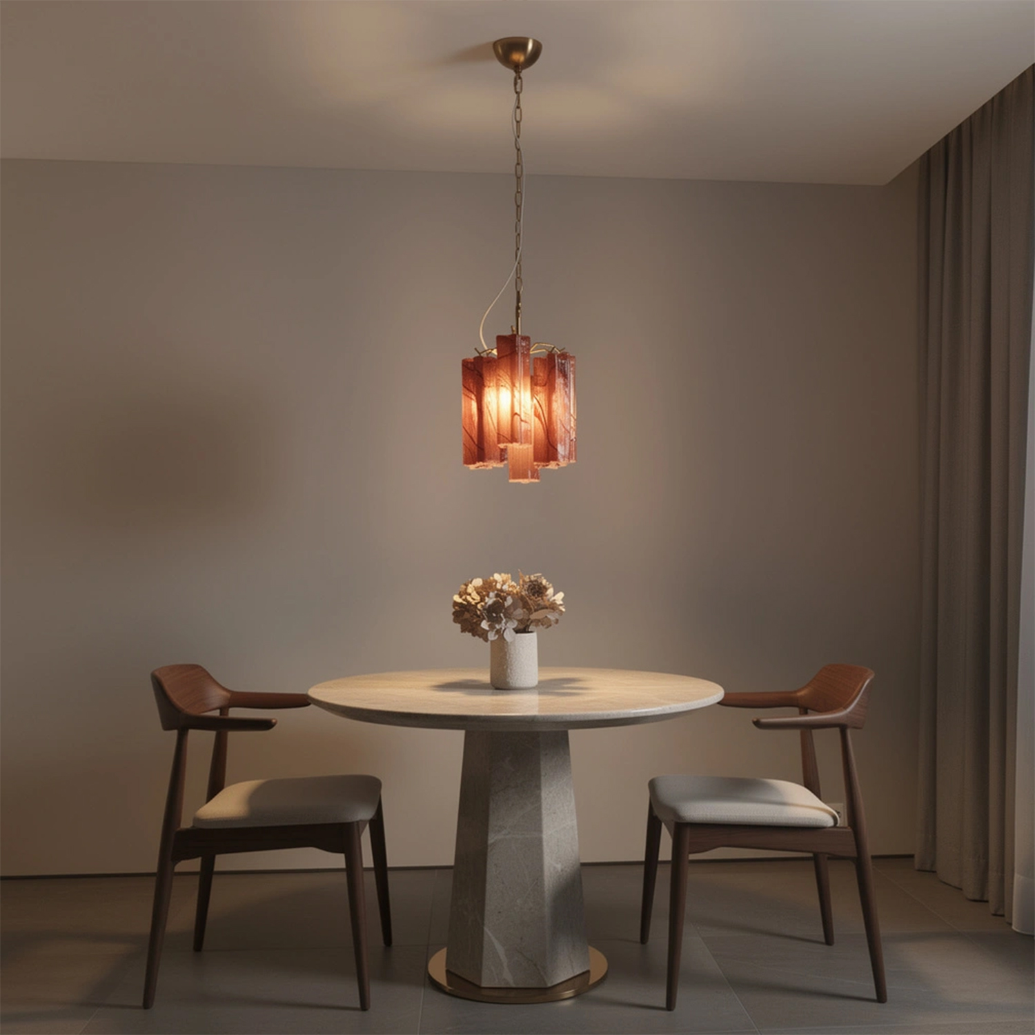 Blush Pink Textured Glass Cascade Chandelier