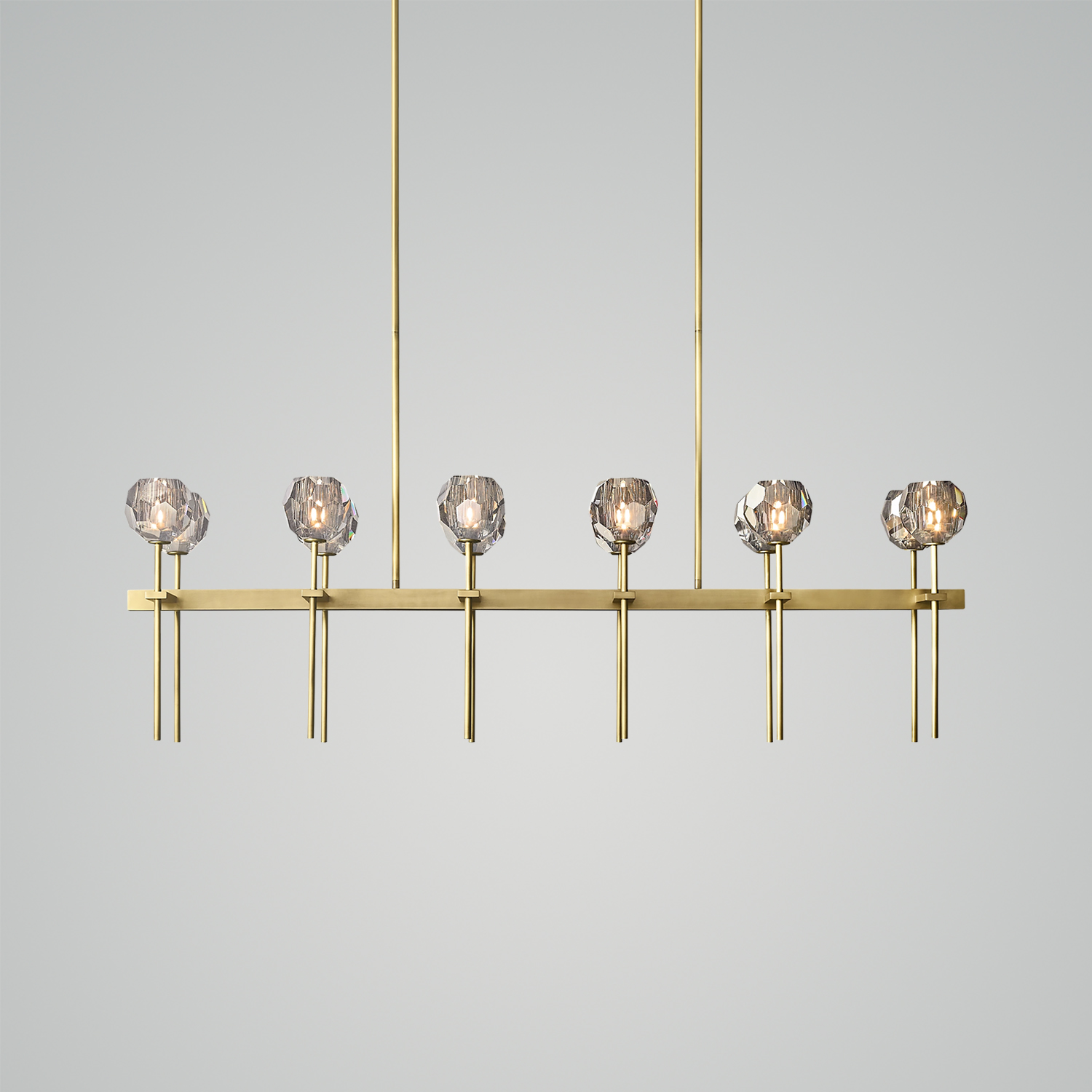 Boule De Cristal Clear Glass Double Linear Chandelier